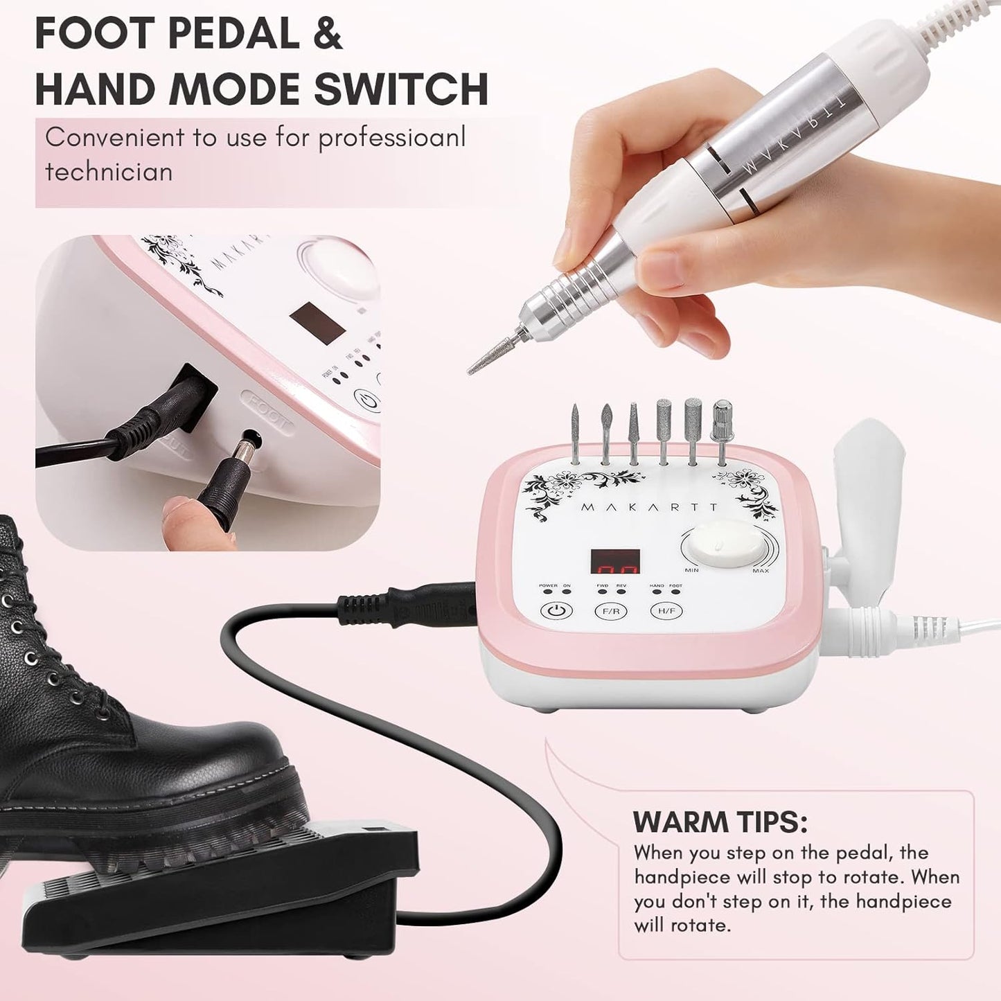 Makartt Nail Drill - Professional 35000RPM Electric Nail File Machine, Genesie Nail Efile with LCD Screen, Drill Bit Set for Acrylic Gel Nail Removing Shaping Polishing Nail Tech Salon Home DIY Use