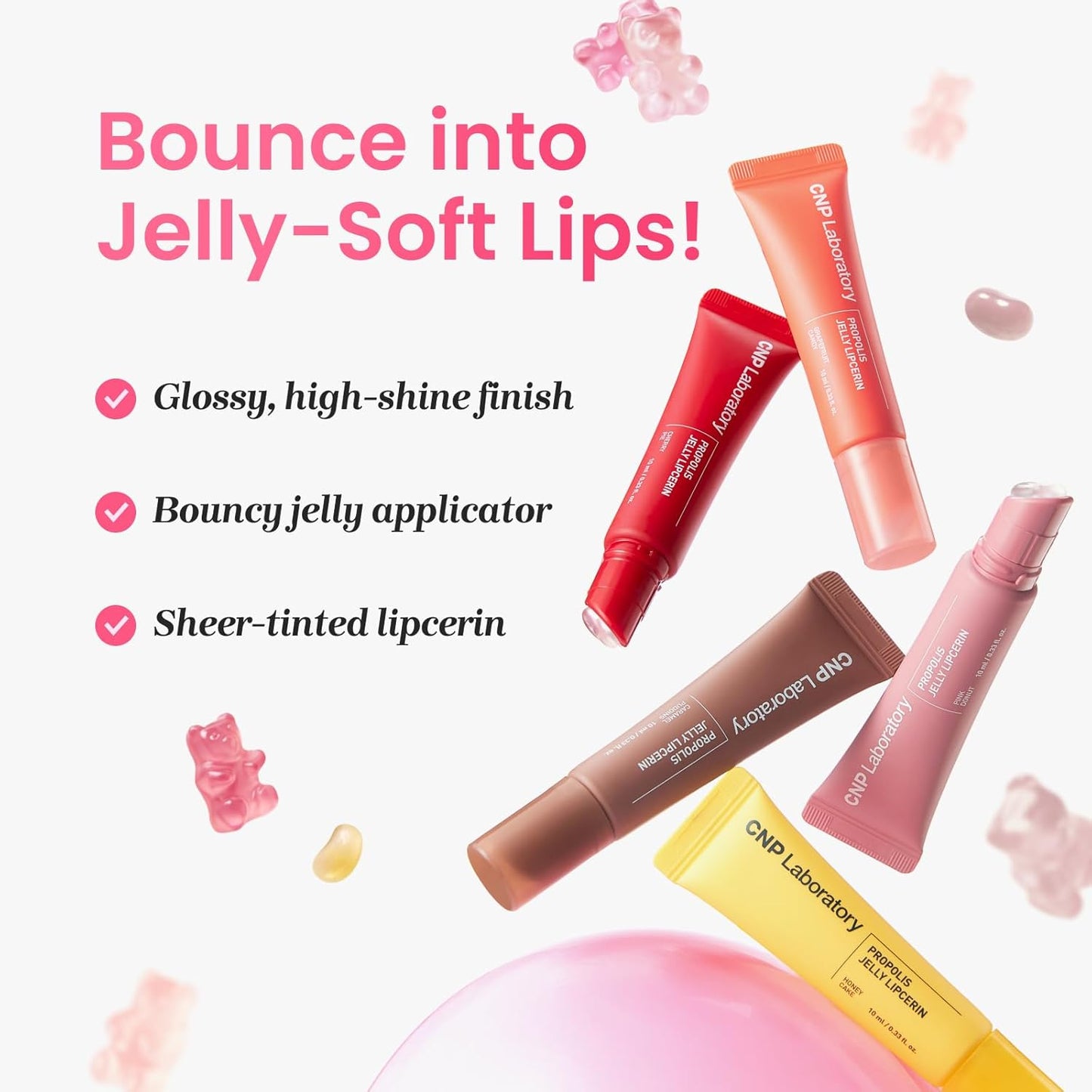 CNP Propolis Jelly Tinted Lipcerin™ - 04 Cherry Pie, Hydrating Lip Balm & Gloss with Manuka Honey + Hyaluronic Acid, Korean Skincare, 0.3 fl.oz.
