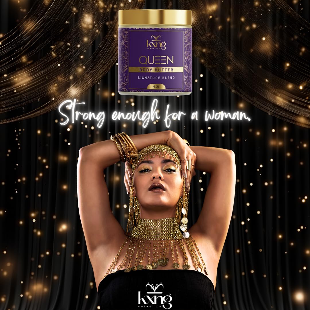 KXNG Cosmetics, Body Butter, Organic Skin Care for Men and Women, Body Moisturizer Lotions and Creams, Raw Shea Butter, Cocoa Butter, Mango, Coconut Oil, Hand, Foot, All Skin Types (Queen)