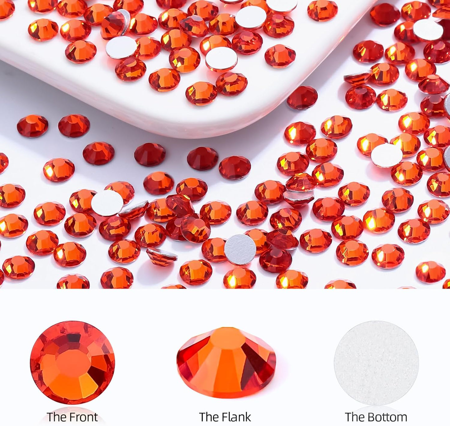 Hyacinth Flatback Rhinestones, Glass Rhinestones for Nail Art and Craft, Glue Fix, Loose Crystal Gemstones(Orange, SS30, 576pcs, 6.4-6.6mm)