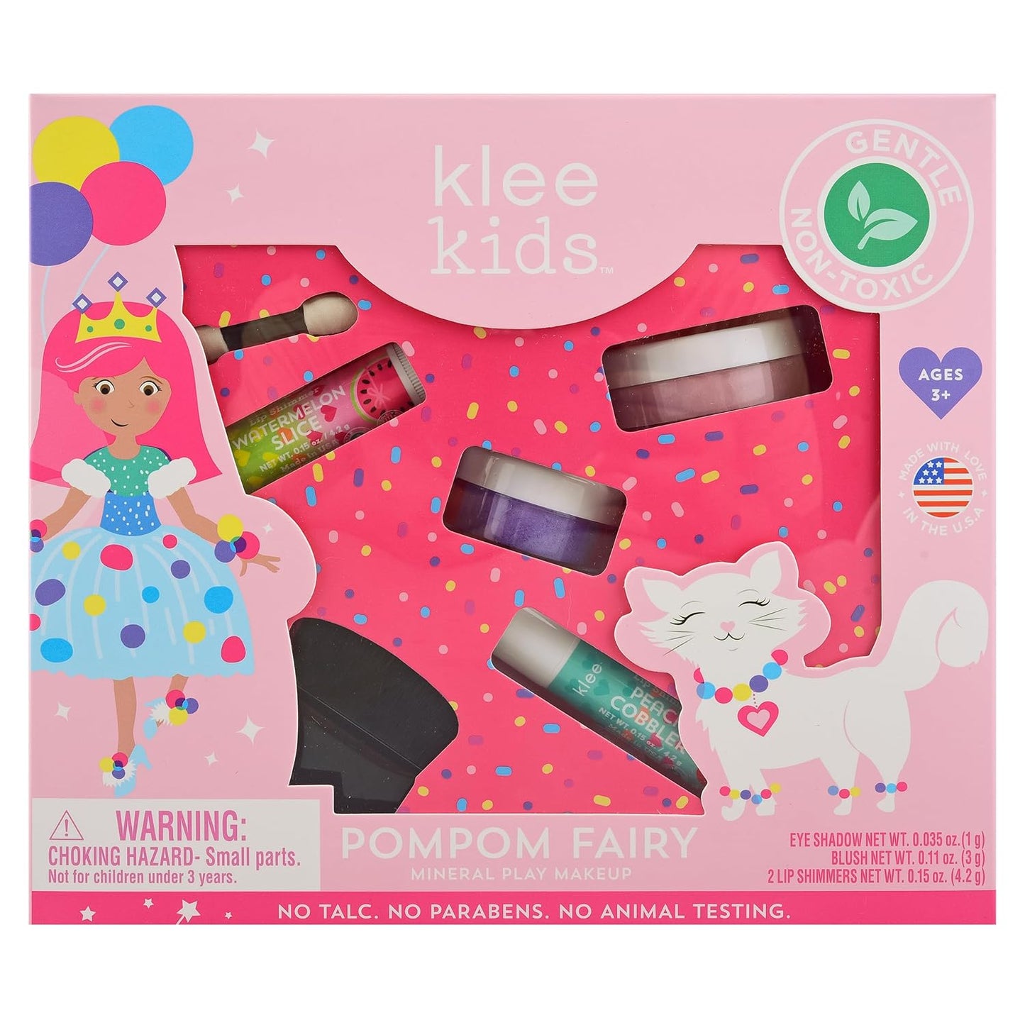 Luna Star Klee Kids Play Makeup Kit. Gentle and Non-Toxic. Kid-Friendly. Made in USA. (Pom Pom Fairy)