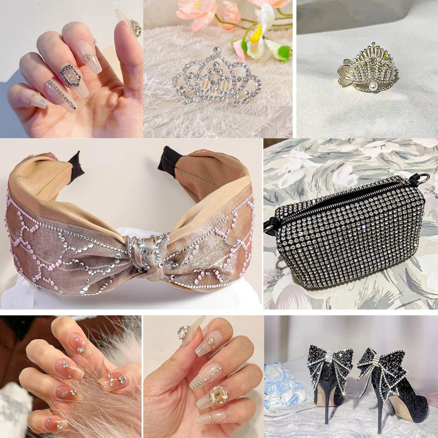 Beadsland 1440pcs Flat Back Crystal Rhinestones Round Gems for Nail Art and Craft Glue Fix, Crystal (SS10(2.7-2.8mm))