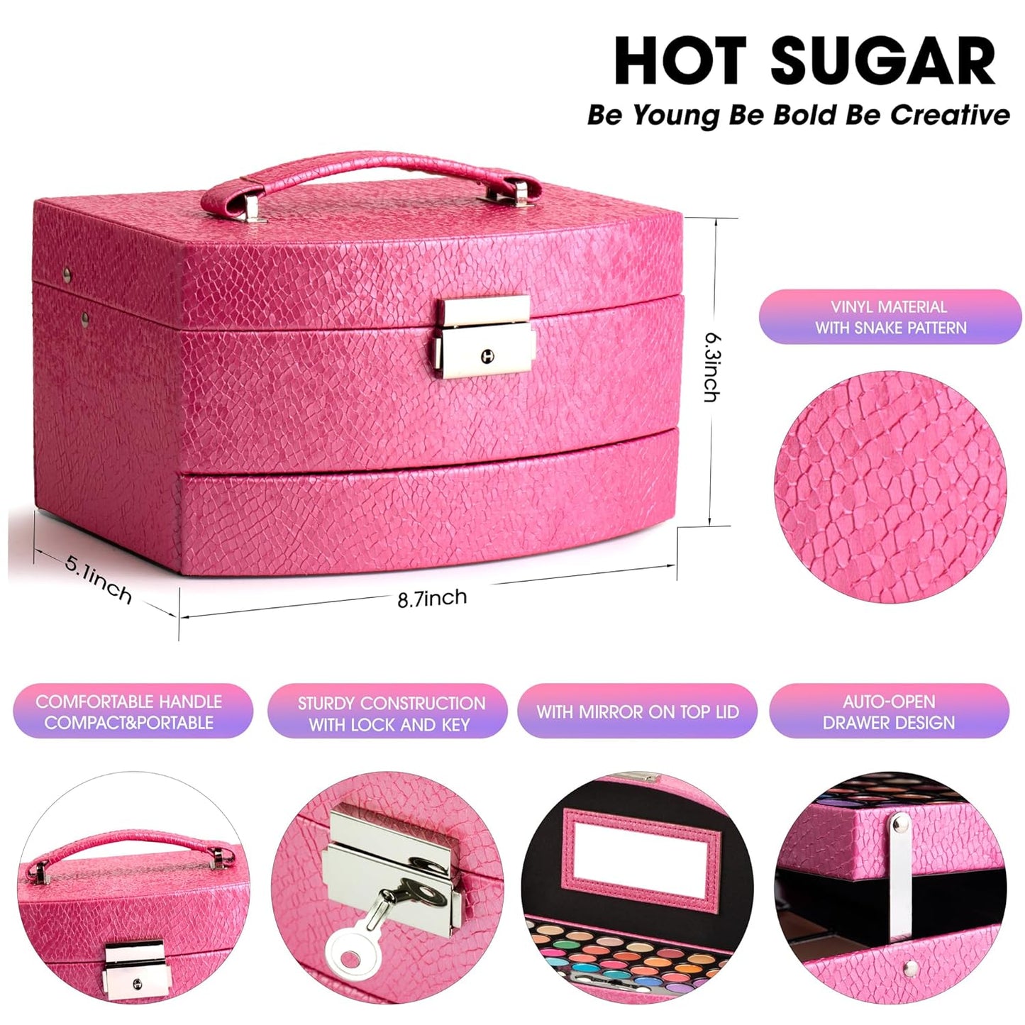 Hot Sugar Girls Makeup Kit for Birthday Gift, All in One Beginner Makeup Kit for Women Full Kit, Christmas Makeup Set for Teens 10 12 13 16 Includes Real Cosmetics and Makeup Tools (Red)