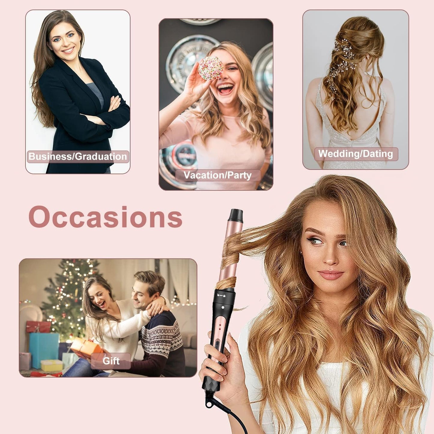 JAETON Hair Curling Wand Iron Curling Iron Set Hair Curler Set (M)