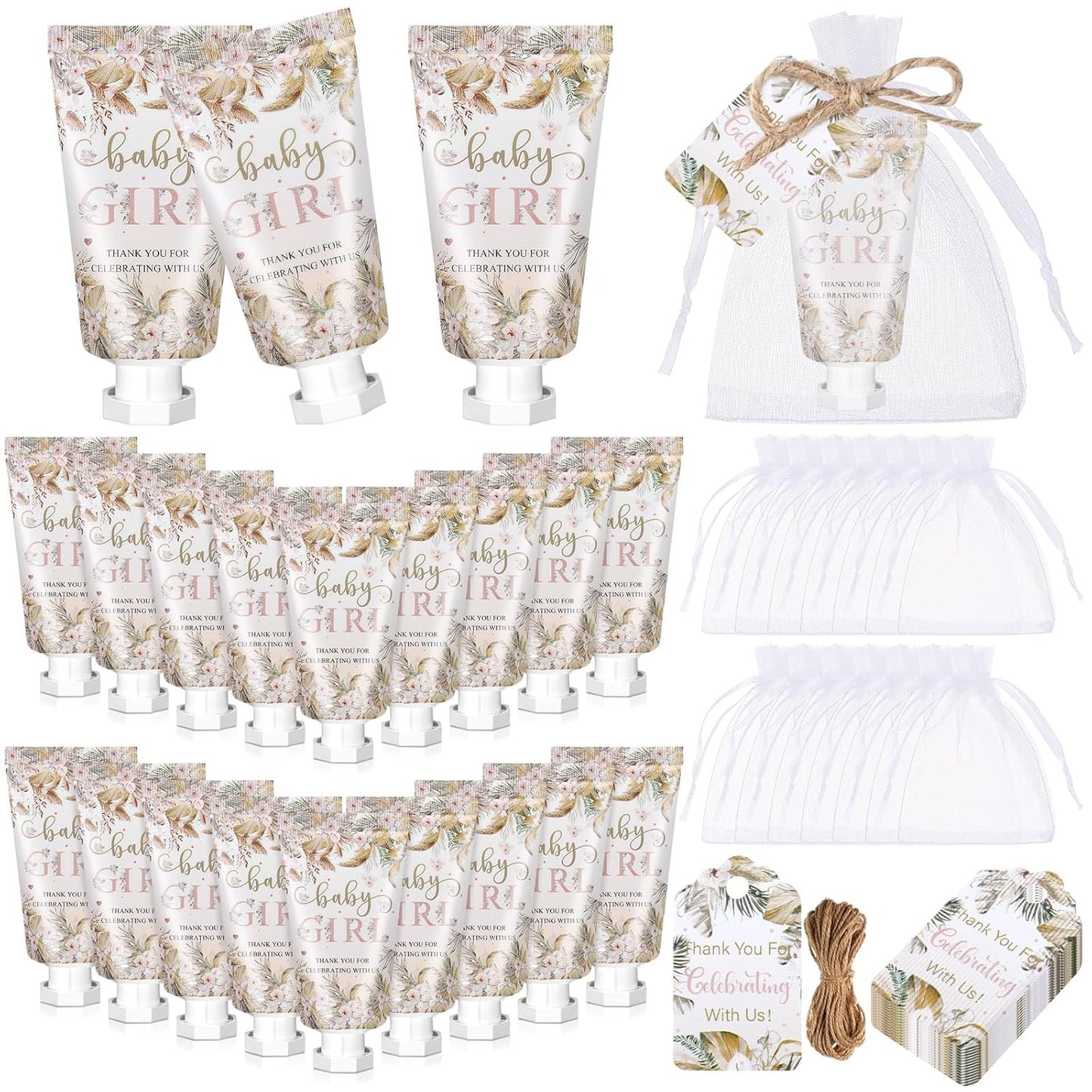 48 Sets Boho Baby Shower Hand Cream Gifts Baby Shower Party Favors for Guests Baby Girl Hand Cream Gift Bulk Travel Size Hand Lotion Set for Guest