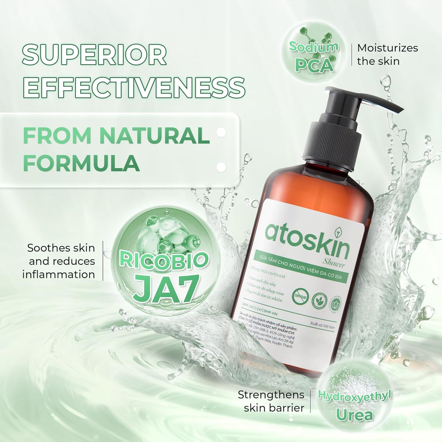 Atoskin Shower Gel (3 Pack) - for Eczema, Psoriasis, Dermatitis, and Anti-Itch Relief - Maximum Strength for Both Kids and Adults (20.4 oz)