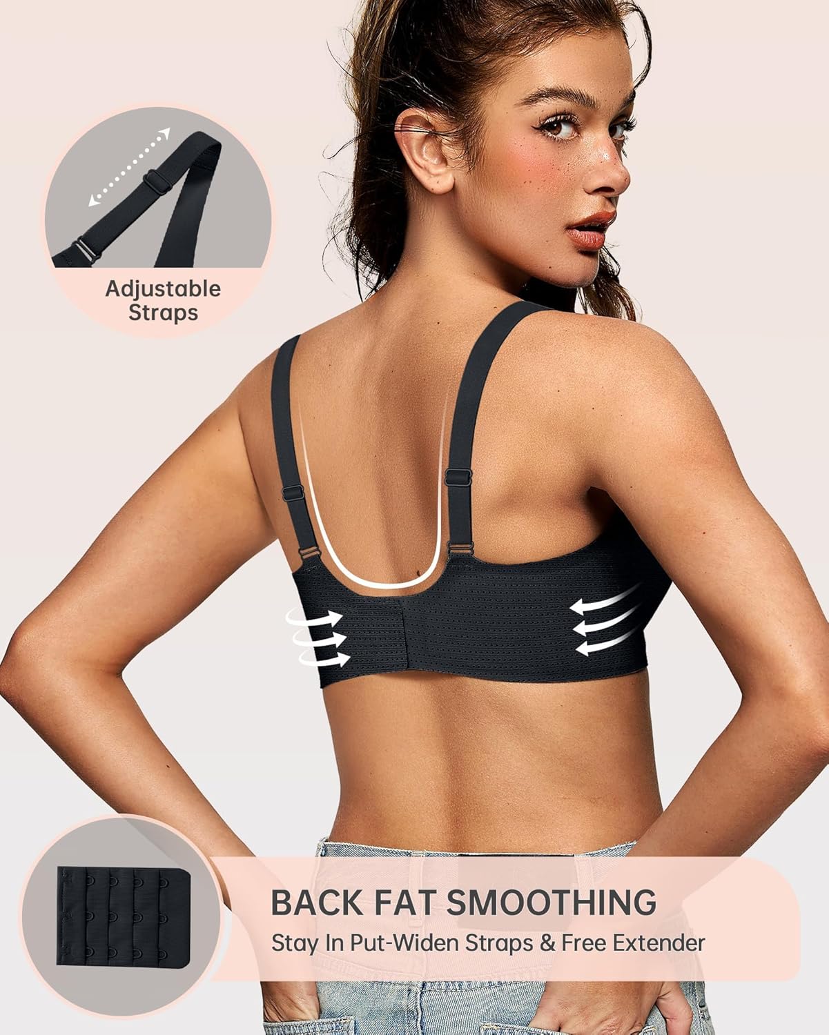 OEAK Womens Deep V Bras Wireless Comfortable Bra Supportive No Underwire Bras Tshirt Push Up Bralettes Plunge Seamless Bra