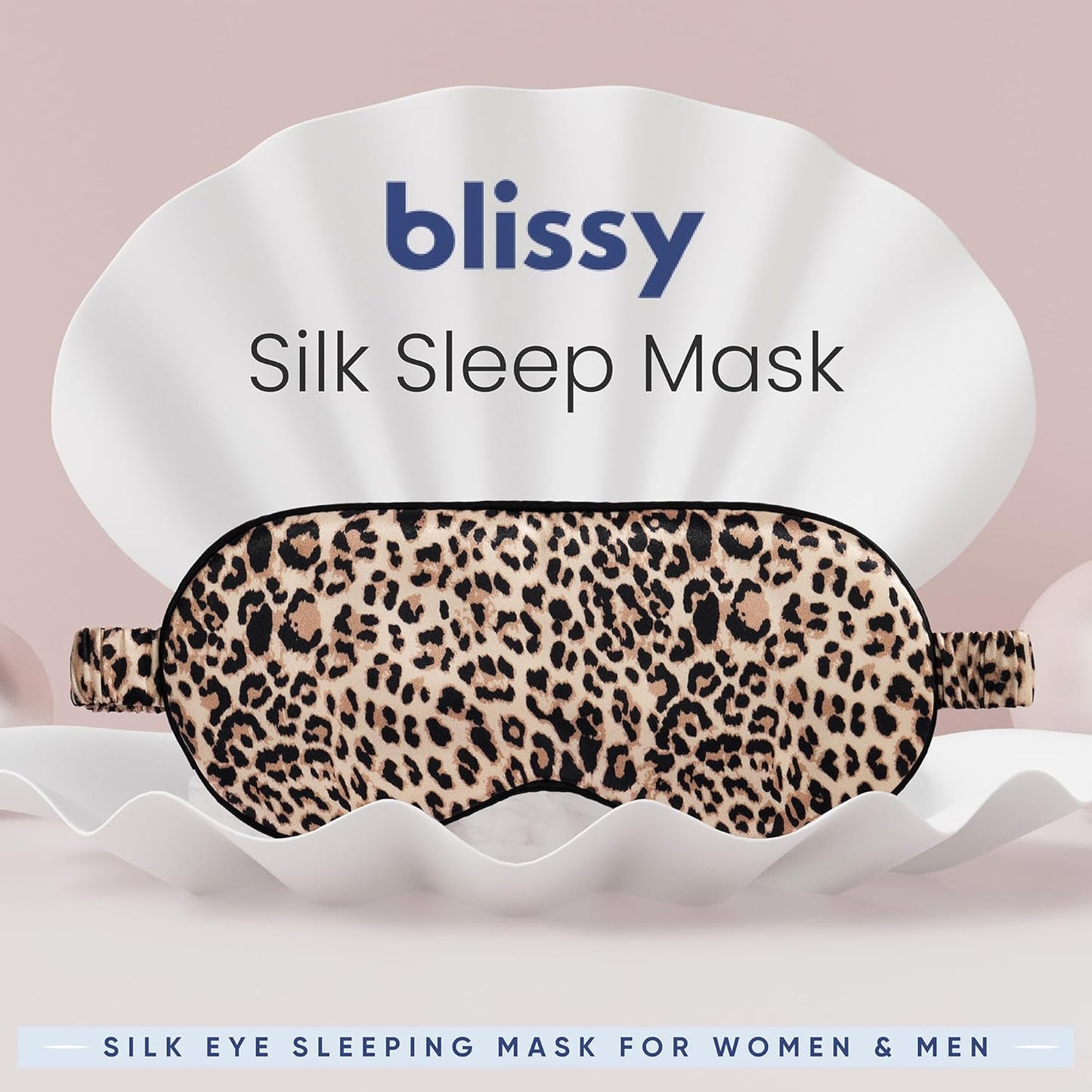 Blissy Silk Sleep Mask - Silk Eye Sleeping Mask for Women & Men for Total Blackout - 100% Pure Mulberry Silk, 22 Momme 6a Fibers - Blindfold Silk Sleep Mask Side Sleeper Eye Cover (Leopard)