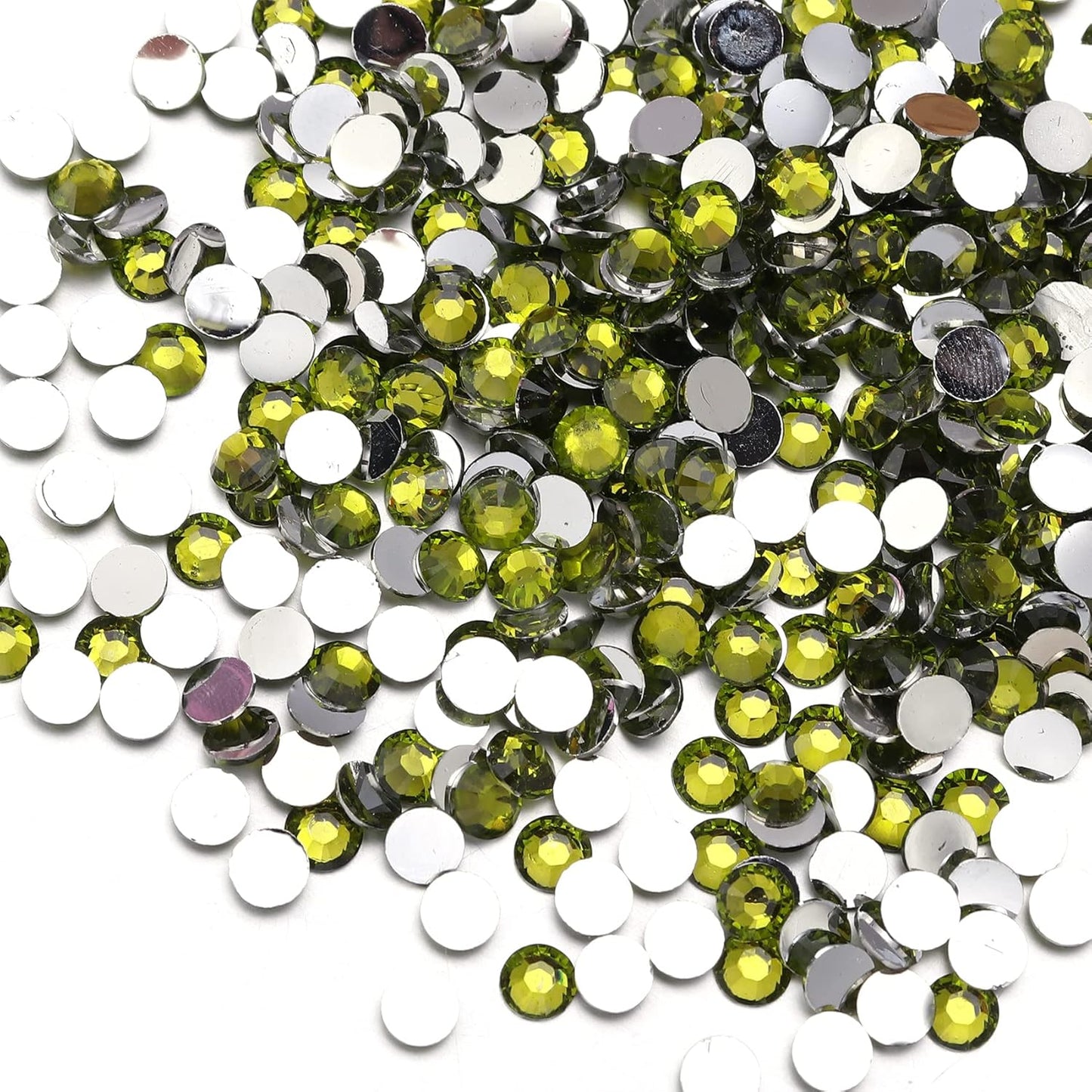 Multi Size 3mm 4mm 5mm Rhinestones Set for Nails Crafts Peridot Non Hotfix Rhinestones Nail Gems Rhinestone Round Flat Back Resin Rhinestone for Makeup Clothes Shoes Eyes Bottles Crafts
