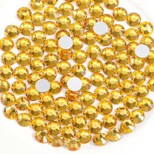 Beadsland 288pcs Flat Back Crystal Rhinestones Round Gems for Nail Art and Craft Glue Fix, Topaz,SS30,6.3-6.5mm