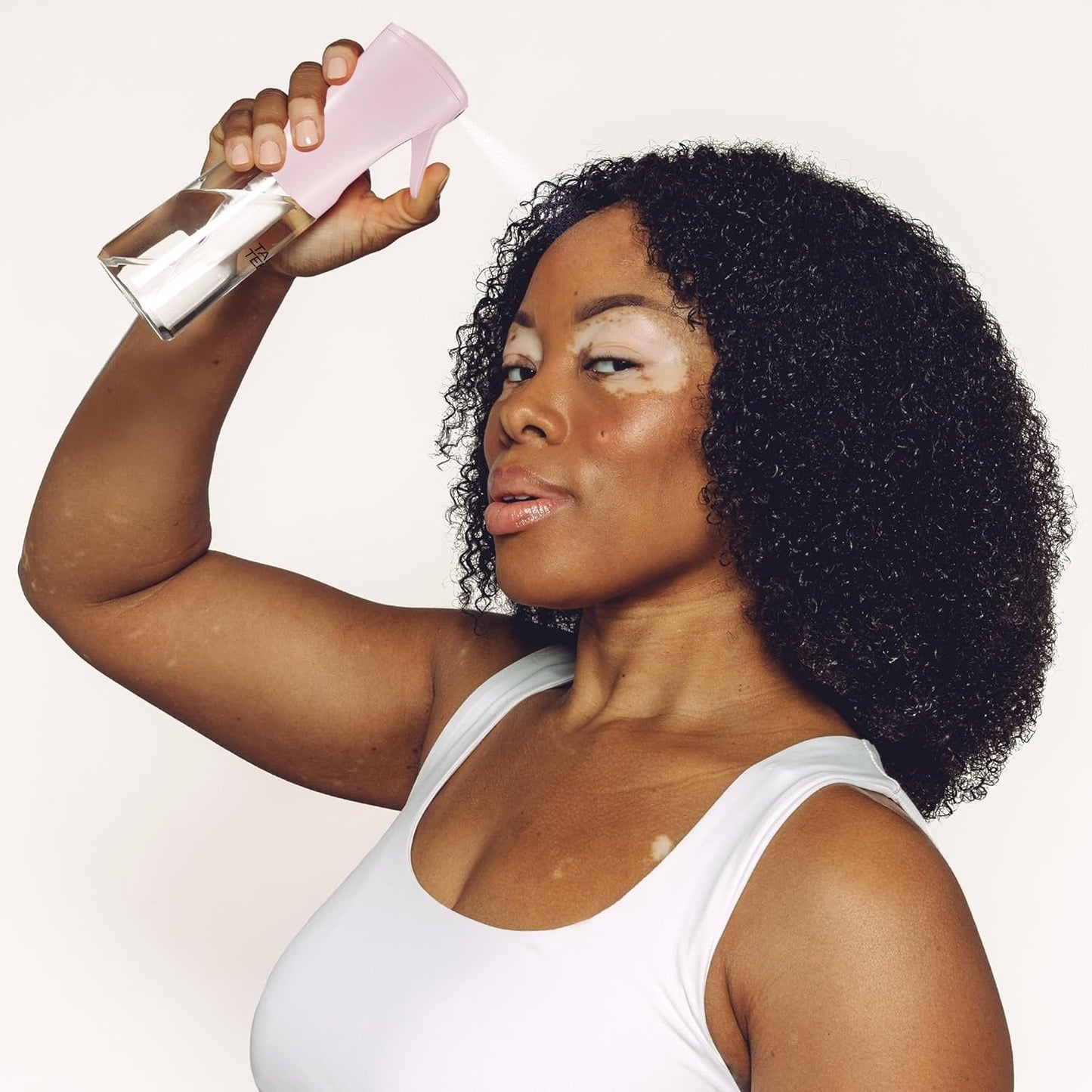 TANGLE TEEZER Travel-Size Fine Mist Continuous Spray Bottle, Reusable and Refillable, for Hair Detangling and Styling, 6.1 oz, Millennial Pink