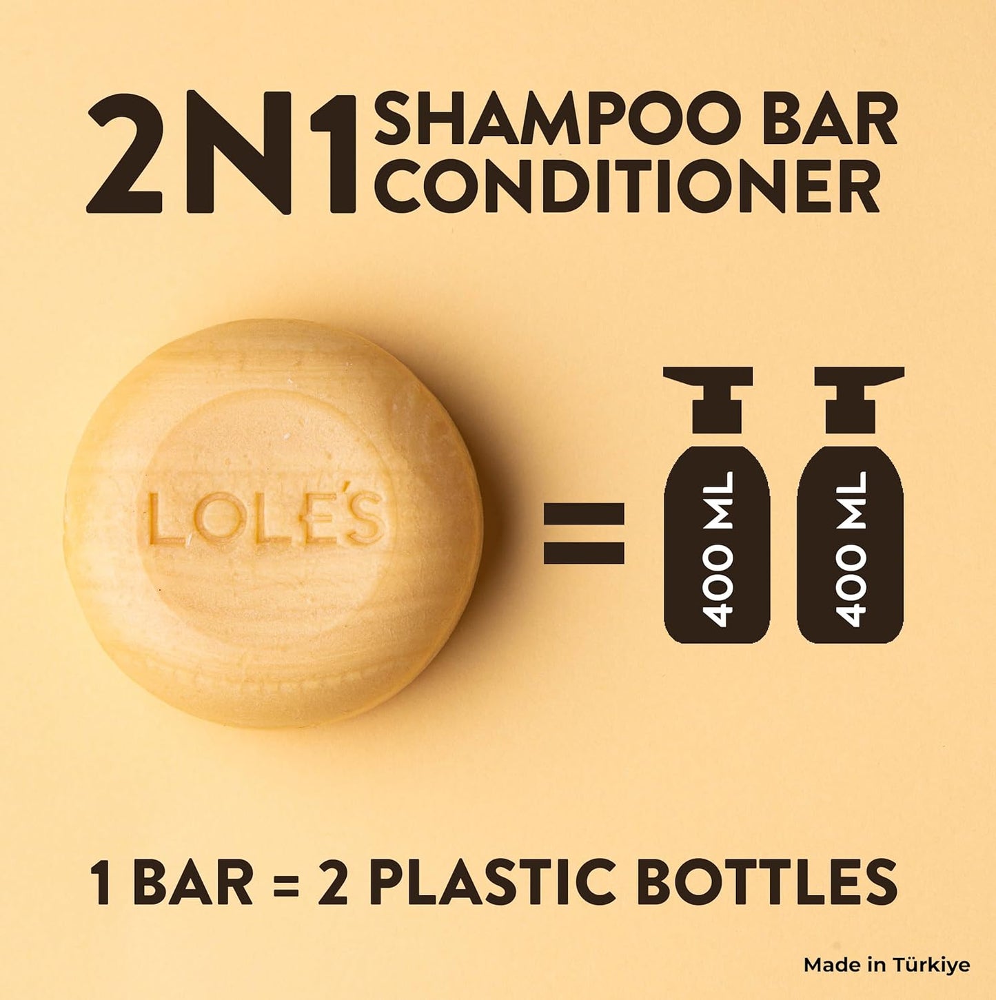 LOLE'S 2 in 1 Almond Oil Shampoo & Conditioner for Color Treated & Dry Hair, Travel Size, 99% Natural Origin, Silicone Free, 3.5Oz