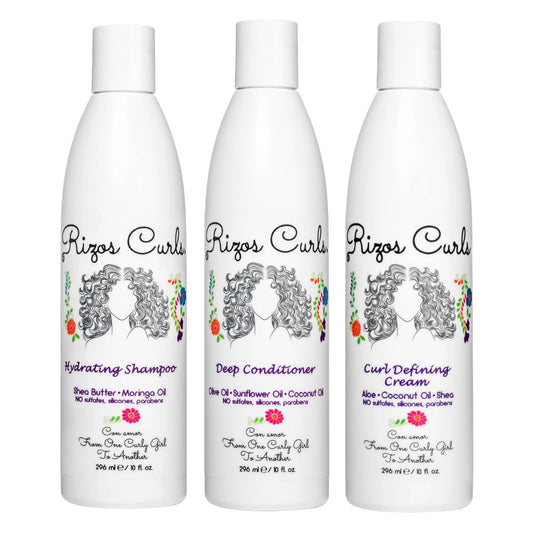 Rizos Curls Trio Bundle, Hydrating Shampoo & Deep Conditioner & Curl Cream Bundle, Gently Cleanse and Hydrate Curly Hair, Style & Define Curls for Frizz Free Volume, For All Curl Patterns 2a - 4c