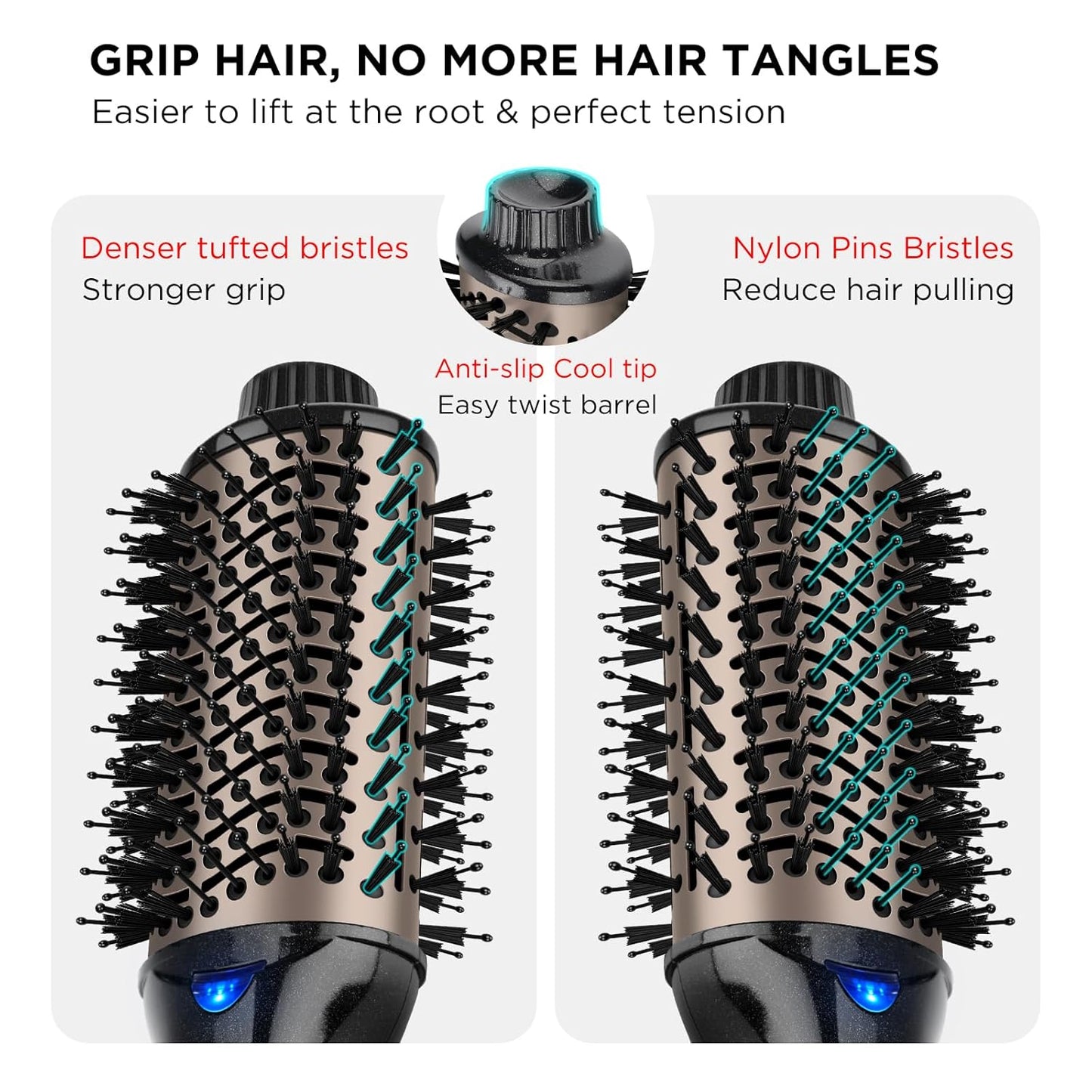 One Step Hair Dryer & Volumizing Hot Air Brush, Blow Dryer, Ceramic Straightener, Curler & Hot Comb 4 in 1 Salon Ionic Brush, Hair Styling Tools, Black