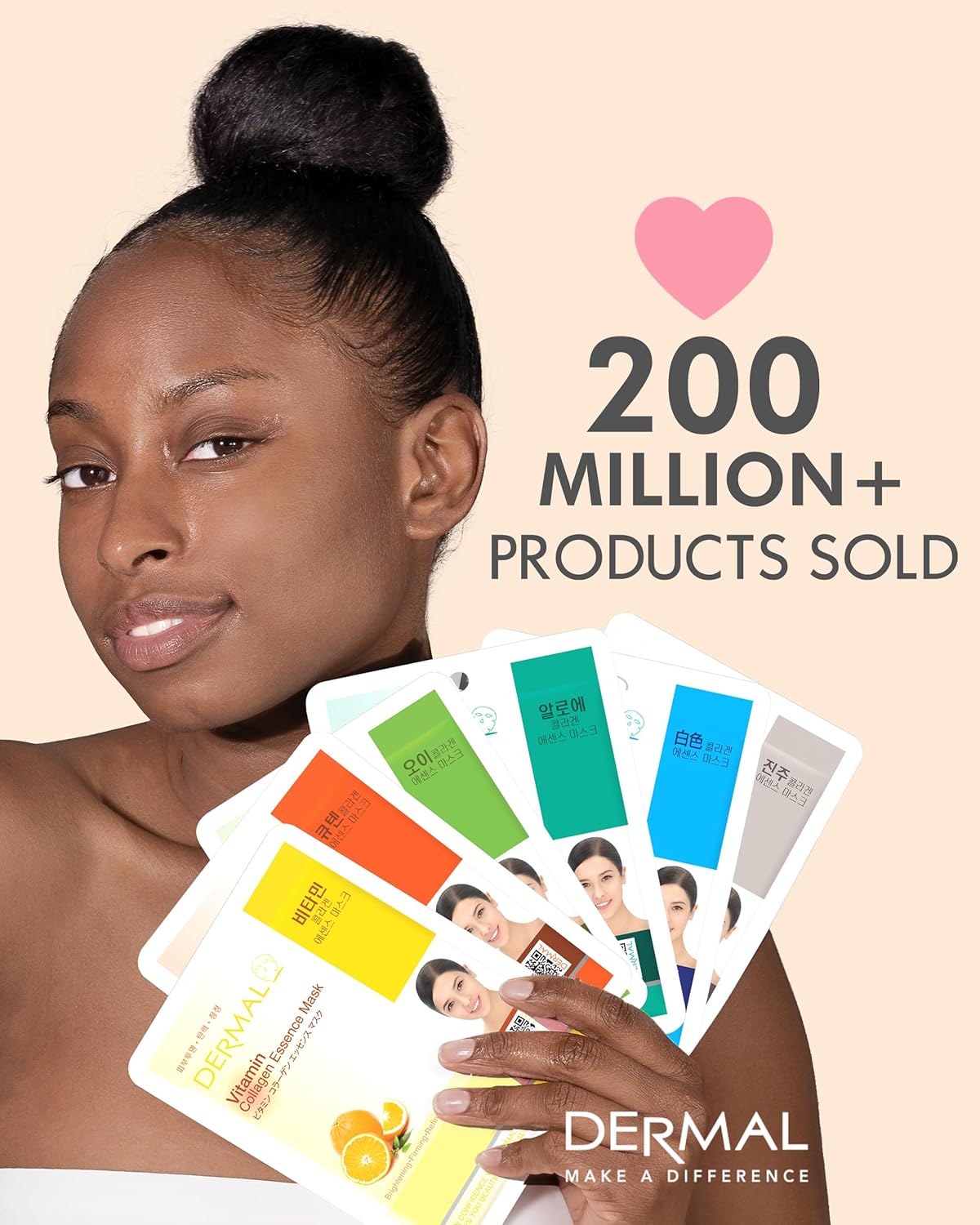 DERMAL Syn-Ake Collagen Essence Facial Mask Sheet 23g Pack of 10 - Peptide Contained, Anti Aging & Anti Wrinkle, Daily Skin Treatment Solution Sheet Mask