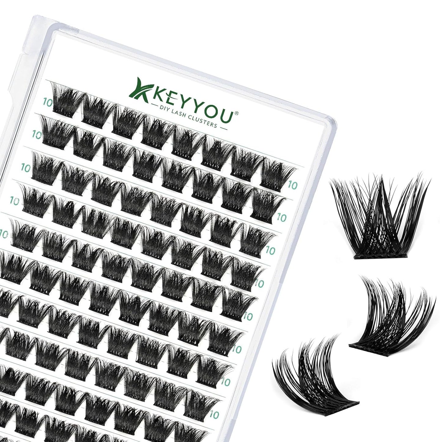 Lash Clusters 96pcs Individual Lashes Y02 D Curl 10mm Eyelash Clusters KEYYOU Volume Wispy Lash Extension Soft&Comfortable Easy DIY at Home(Y02,D-10mm)