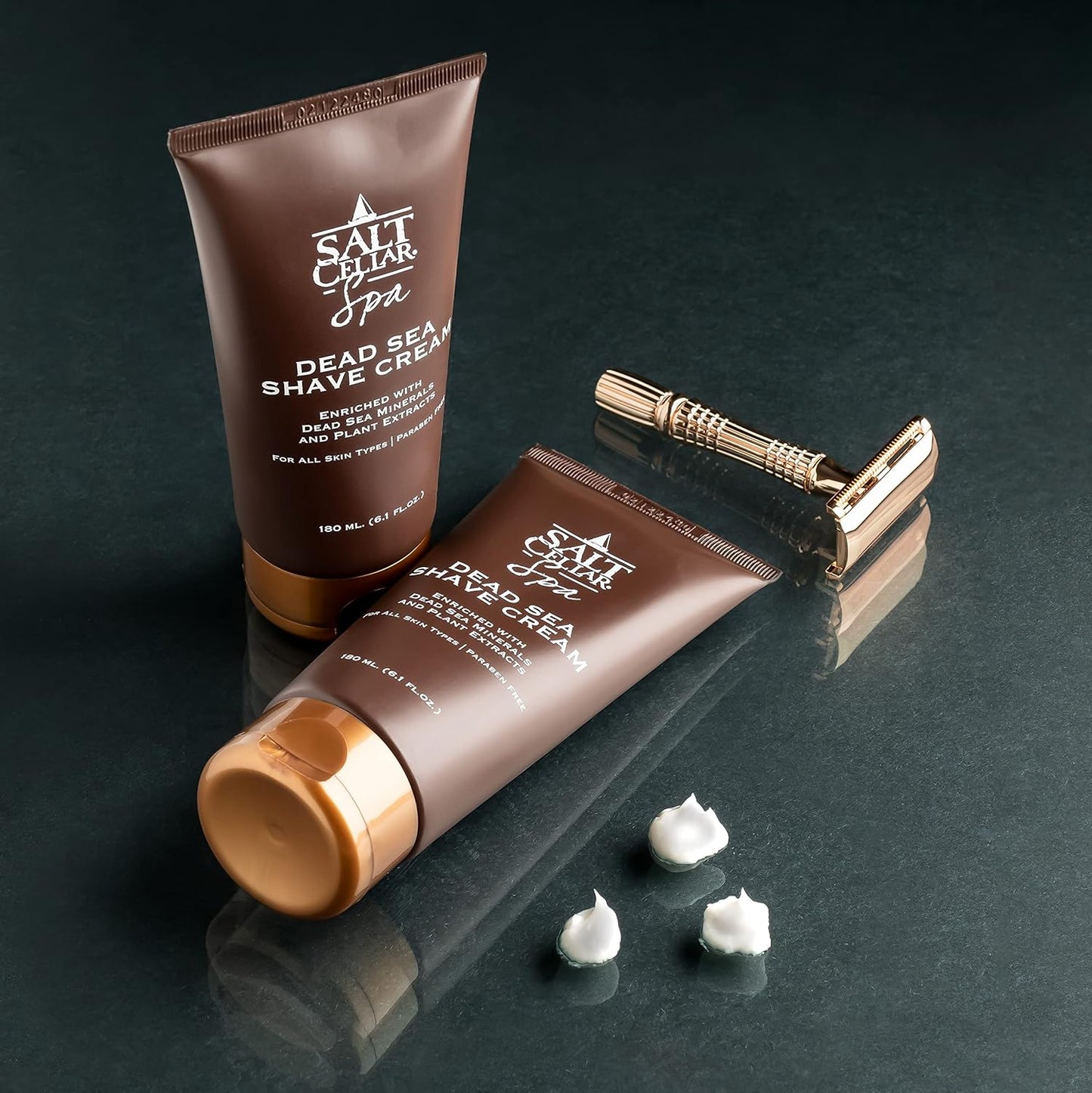 Salt Cellar Dead Sea Shave Cream - All-Natural Men’s Shaving Cream - Enriched Blend of Dead Sea Minerals and Plant Extracts - Delivers a Smooth and Comfortable Shave with a Light Scent – Paraben Free