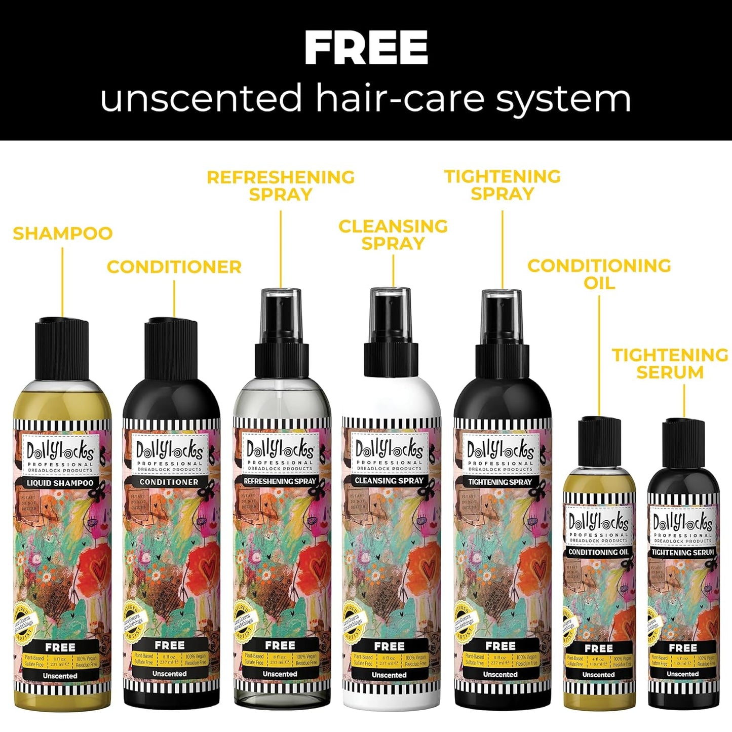 Dollylocks Refreshening Spray – Residue-Free Dreadlock & Loc Moisturizer Spray, Plant Based Deodorizer & Conditioner for Dreads, Vegan & pH-Balanced (Free Scent, 8oz)