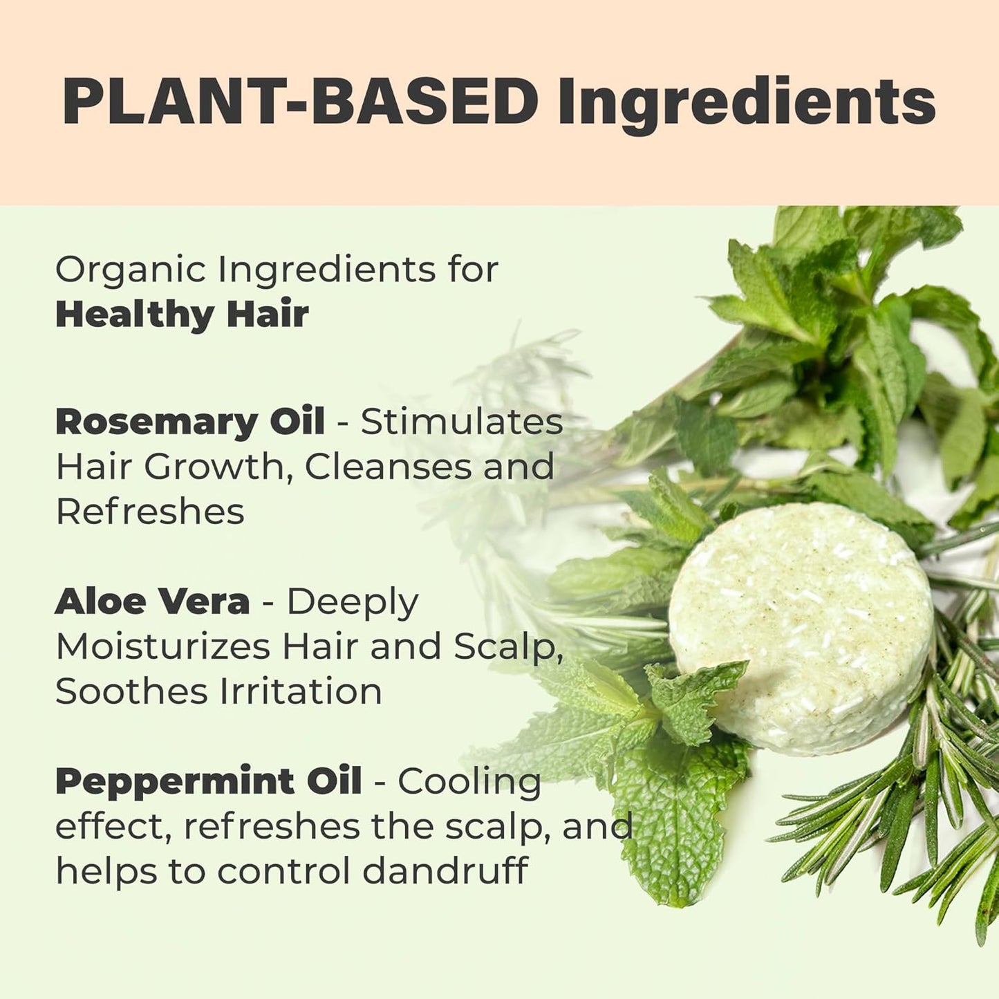 Relaxcation Organic Rosemary and Aloe Vera Solid Shampoo Bar for Hair Growth, Refreshing and Hydrating | Herbal Shampoo with Rosemary, Peppermint, Castor Oil, Argan Oil, and Betaine | Made in USA