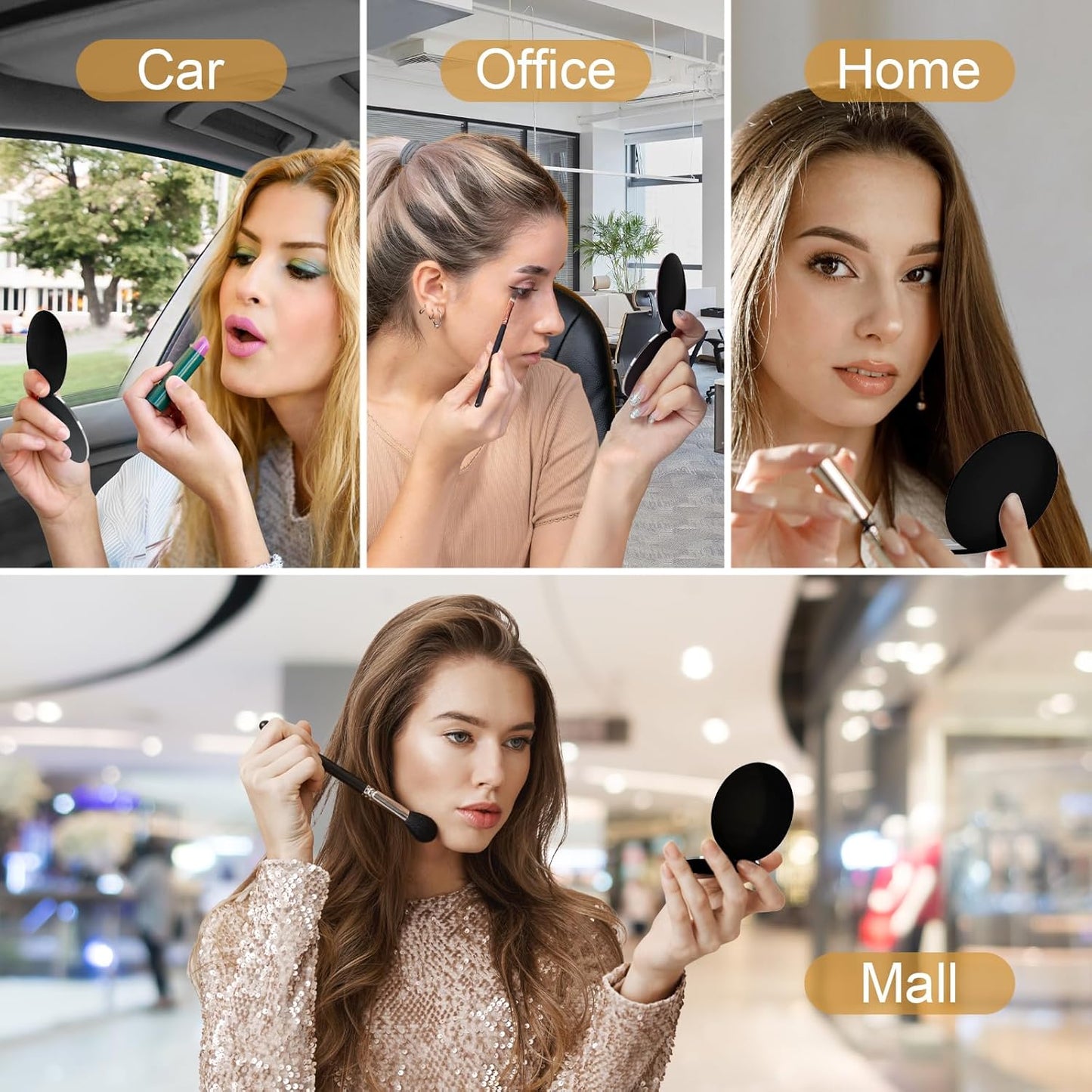 Compact Mirror with Light, 1X/3X Magnification LED Pocket Mirror with USB Data Cable,Mini Mirror for Purse, Pocket,Travel and Present (Black)