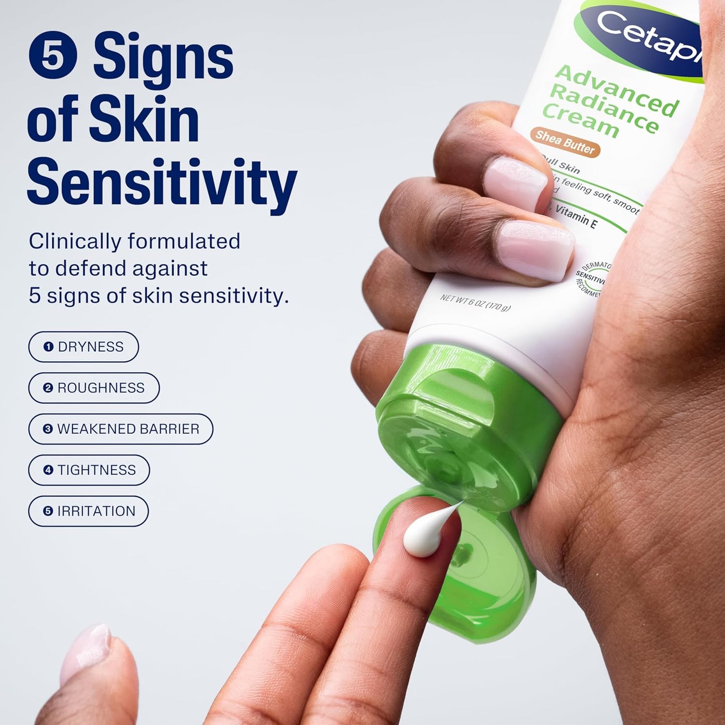 Cetaphil Advanced Radiance Cream with Shea Butter, 6 oz, For Dry, Dull Skin, More Radiant Skin, 48 Hour Hydration, All Skin Tones & Types, Hypoallergenic, Fragrance Free