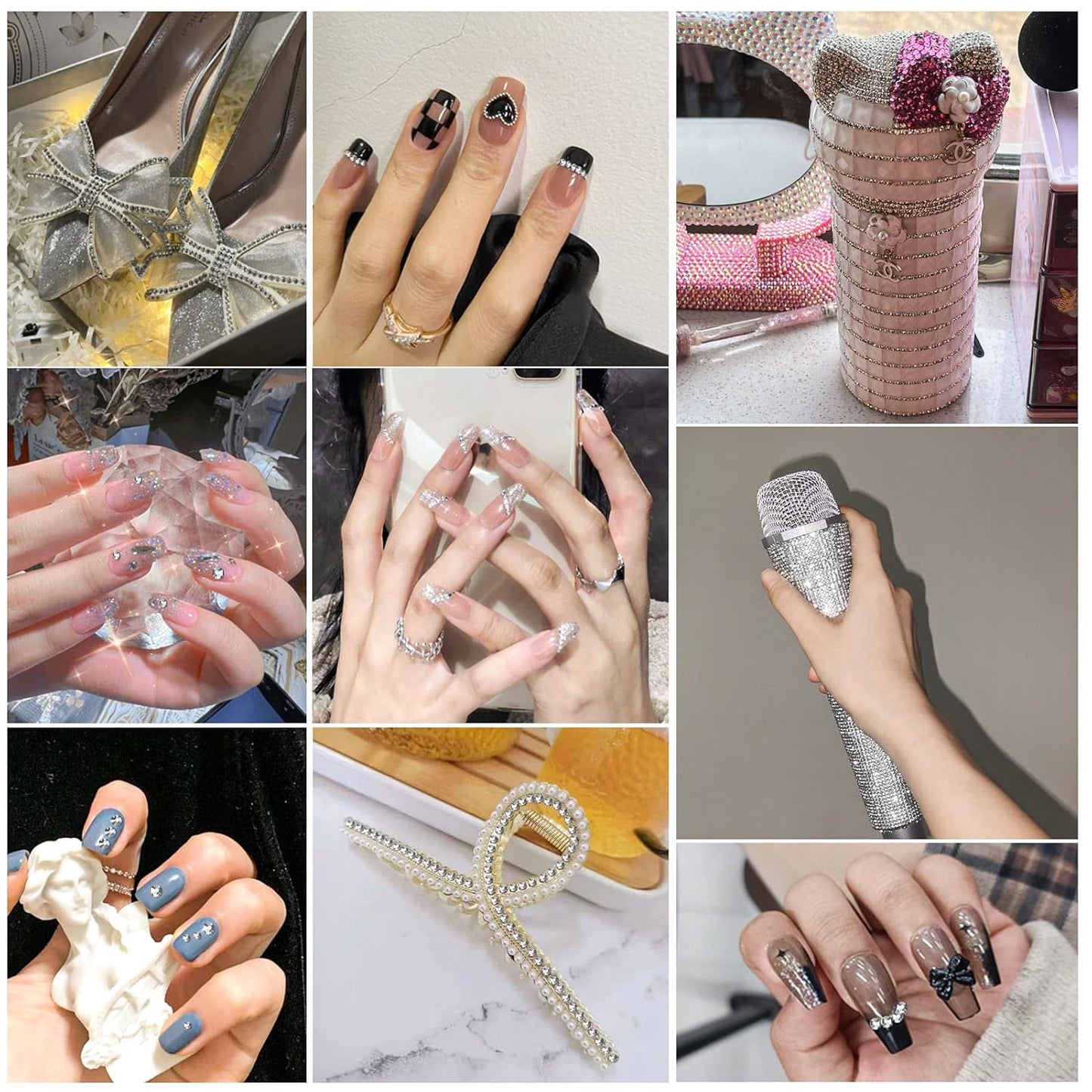 beadsland Flat Back Crystal Rhinestones Round Gems for Nail Art and Craft Glue Fix,Silver Hematite (1.9-2.0mm) SS6/1440pcs