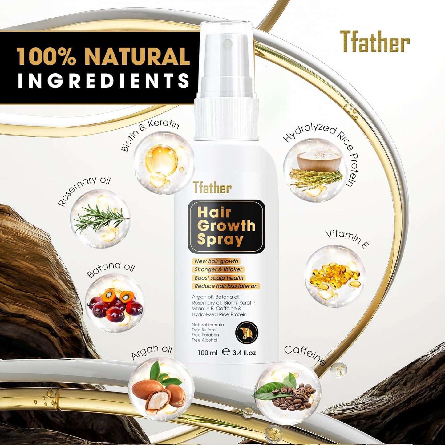 Herb Hair Growth Oil Spray for Women Men - Dry Scalp Hair Growth Serum for Combat Hair Loss, Strengthening, Boost Scalp Health to Stimulate Thinning Hair Regrowth Thicker & Longer