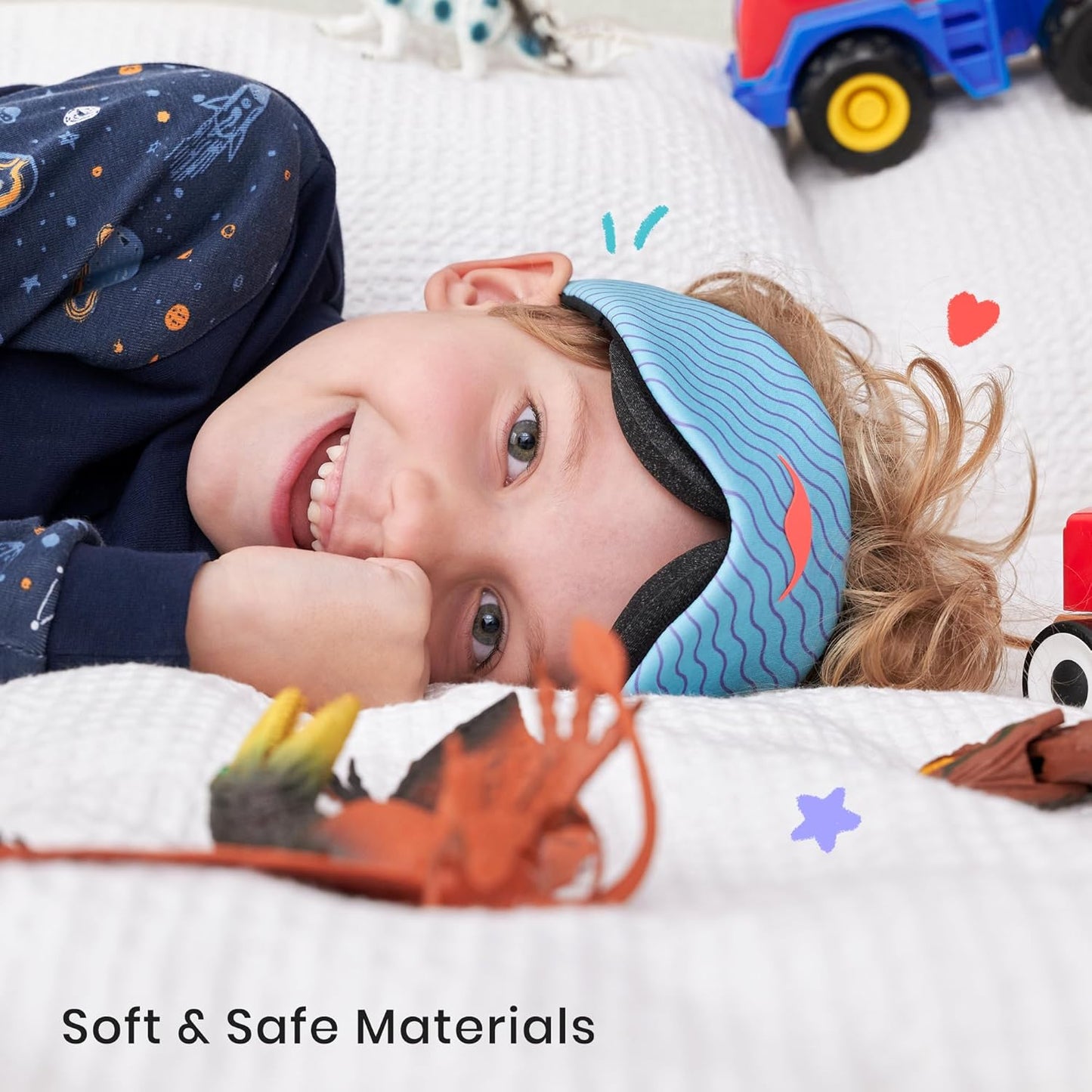 Manta Kids Sleep Mask - Comfy & Cute Blackout Sleeping Mask with Adjustable Eye Cups, Soft & Breathable Machine Washable Kids Eye Mask for Girls, Boys, Toddler Aged 6+ (Arctic Blue)