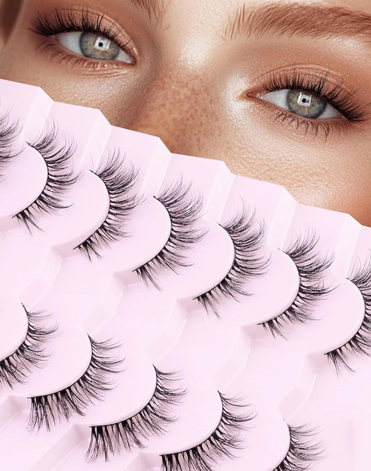 Cat eye Lashes Natural Wispy Lashes Everyday Natural Look Flared Eyelashes False Eye Lashes Soft Fluffy Lashes False Eyelashes 7 Pairs D93