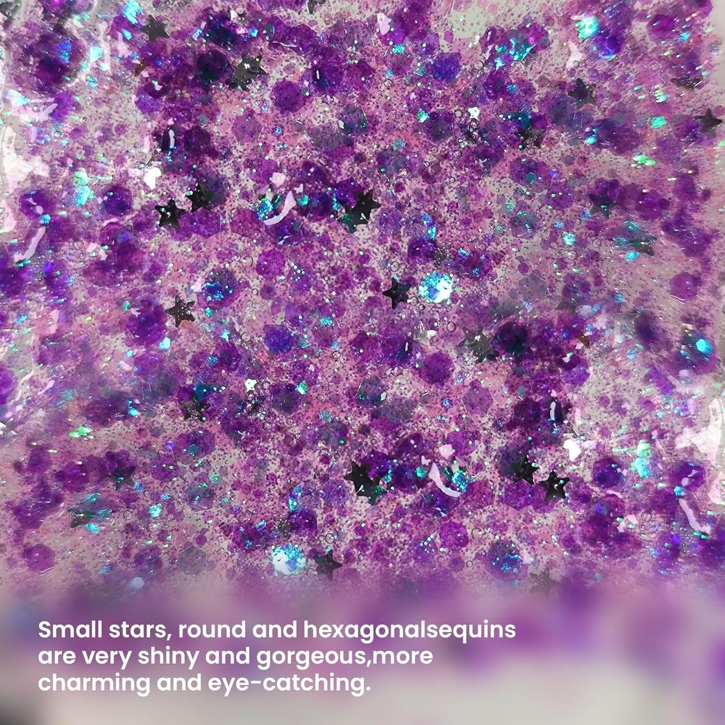 DAGEDA Body Glitter Gel, Face Glitters Body Gel Sequins Shimmer Liquid Eyeshadow, Chunky Glitter for Face Hair Nails, Holographic Cosmetic Laser Powder Festival Glitter Makeup1.7oz (Violet)