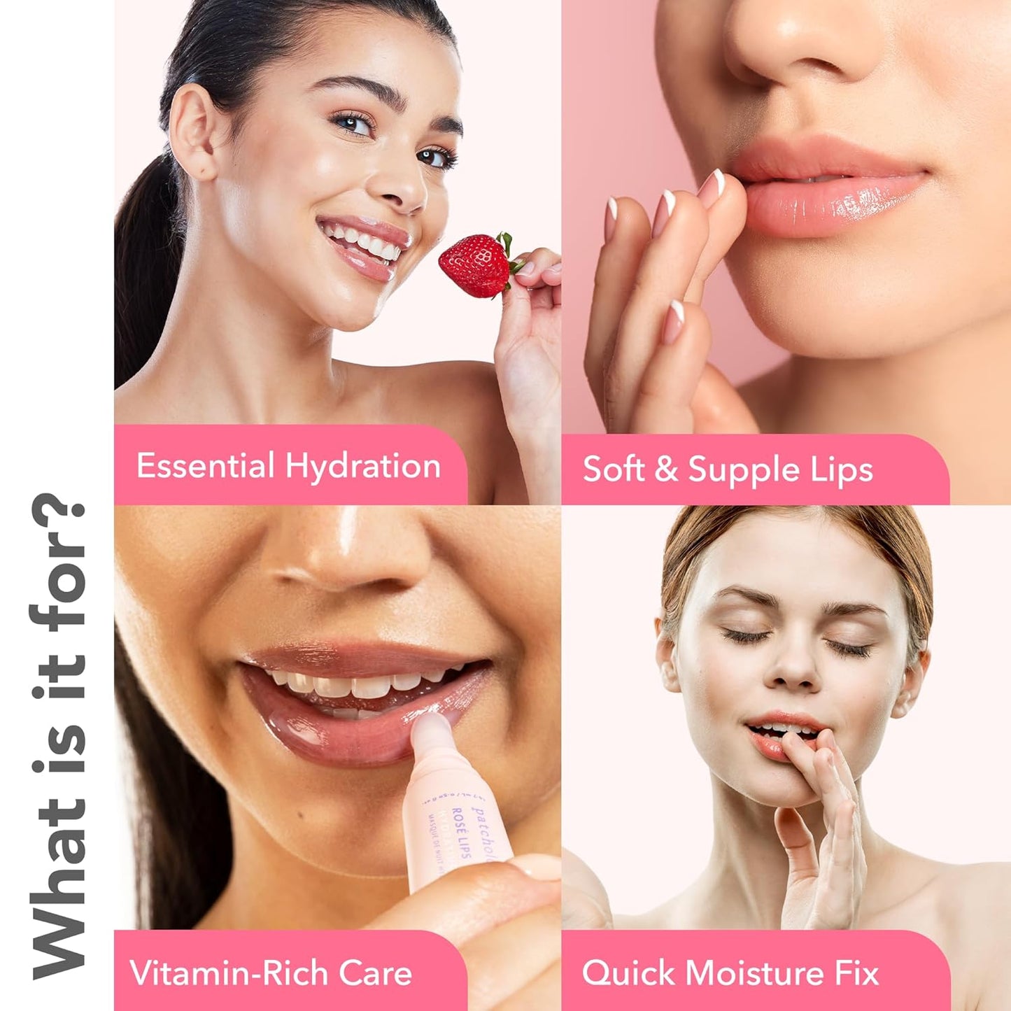 Patchology Rosé Lip Sleeping Mask - Overnight Lip Mask with Hyaluronic Acid and Resveratrol - Hydrating and Repairing Lip Gloss Treatment softens and heals dry cracked lips (14.7 ml)