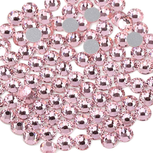 beadsland Flat Back Crystal Rhinestones Round Gems, Light Pink (2.3-2.5mm) SS8/1440pcs