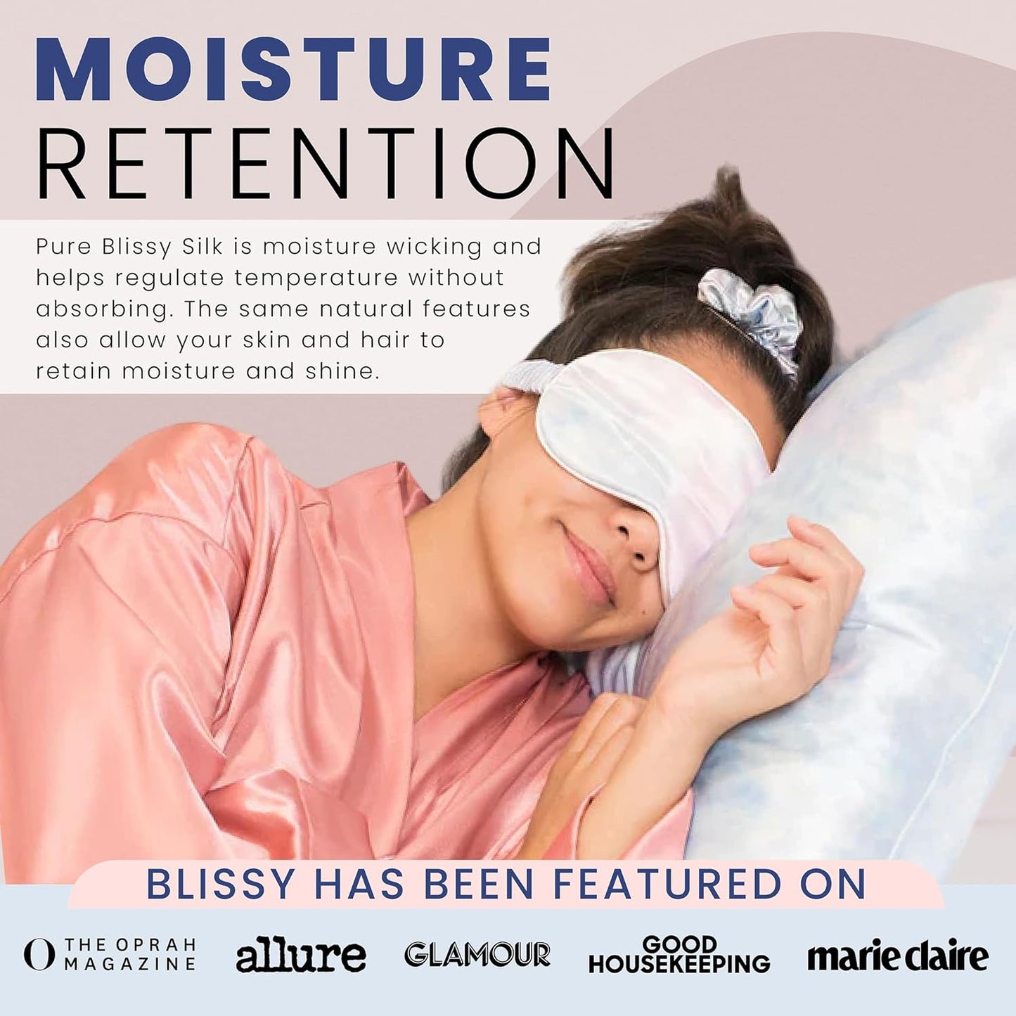 Blissy Silk Sleep Mask - Silk Eye Sleeping Mask for Women & Men for Total Blackout - 100% Pure Mulberry Silk, 22 Momme 6a Fibers - Blindfold Silk Sleep Mask Side Sleeper Eye Cover (Tie Dye)