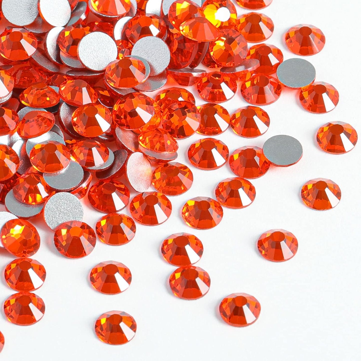 beadsland Flat Back Crystal Rhinestones Round Gems, Orange (1.3-1.4mm) SS3/1440pcs