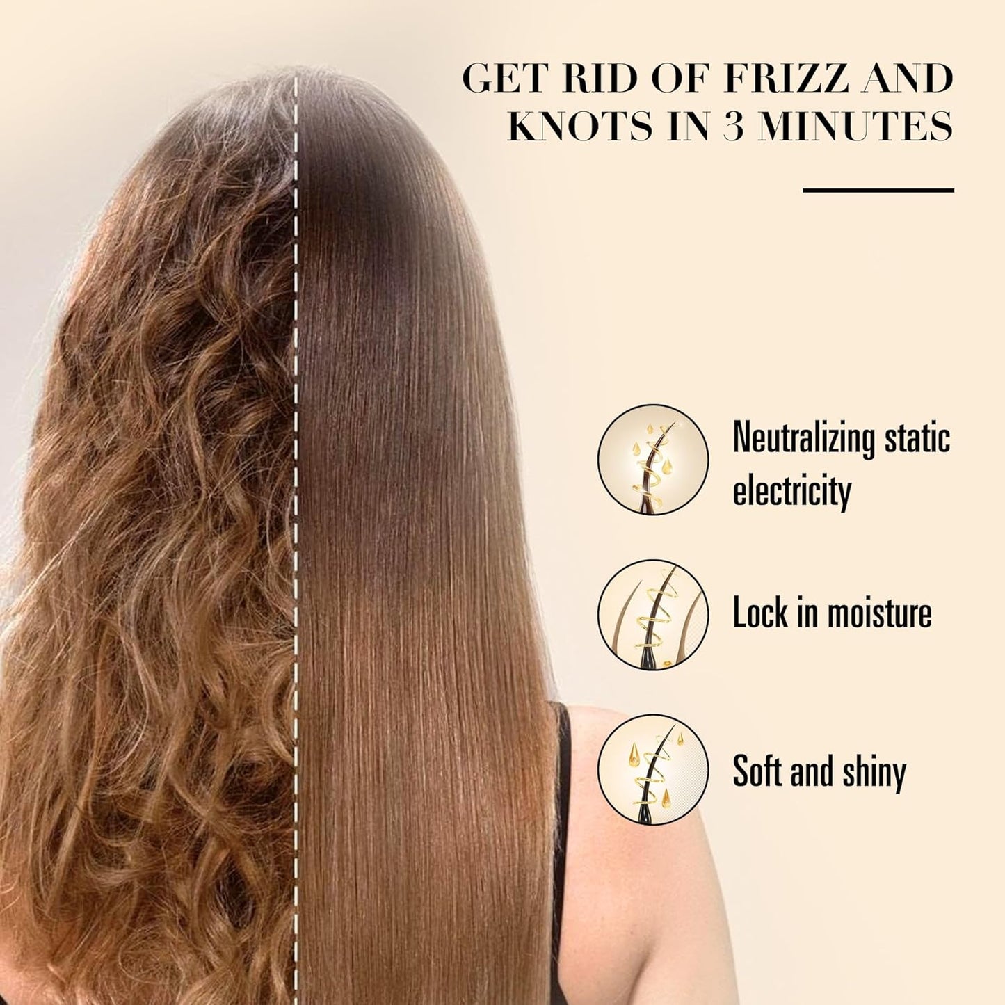 Bamboo Paddle Hair Brush with Steel Bristles for Detangling & Scalp Massage – Ergonomic Bamboo Handle – Anti-Static Metal Bristle Hairbrush for All Hair Types