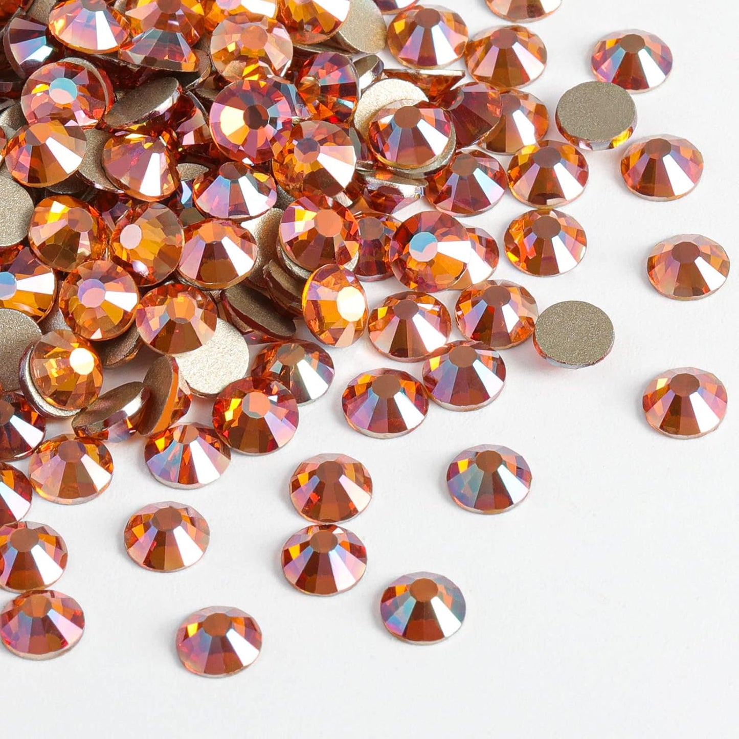 Beadsland 2880pcs Flat Back Crystal Rhinestones Round Gems for Nail Art and Craft Glue Fix,Amber,SS4,1.5-1.7mm