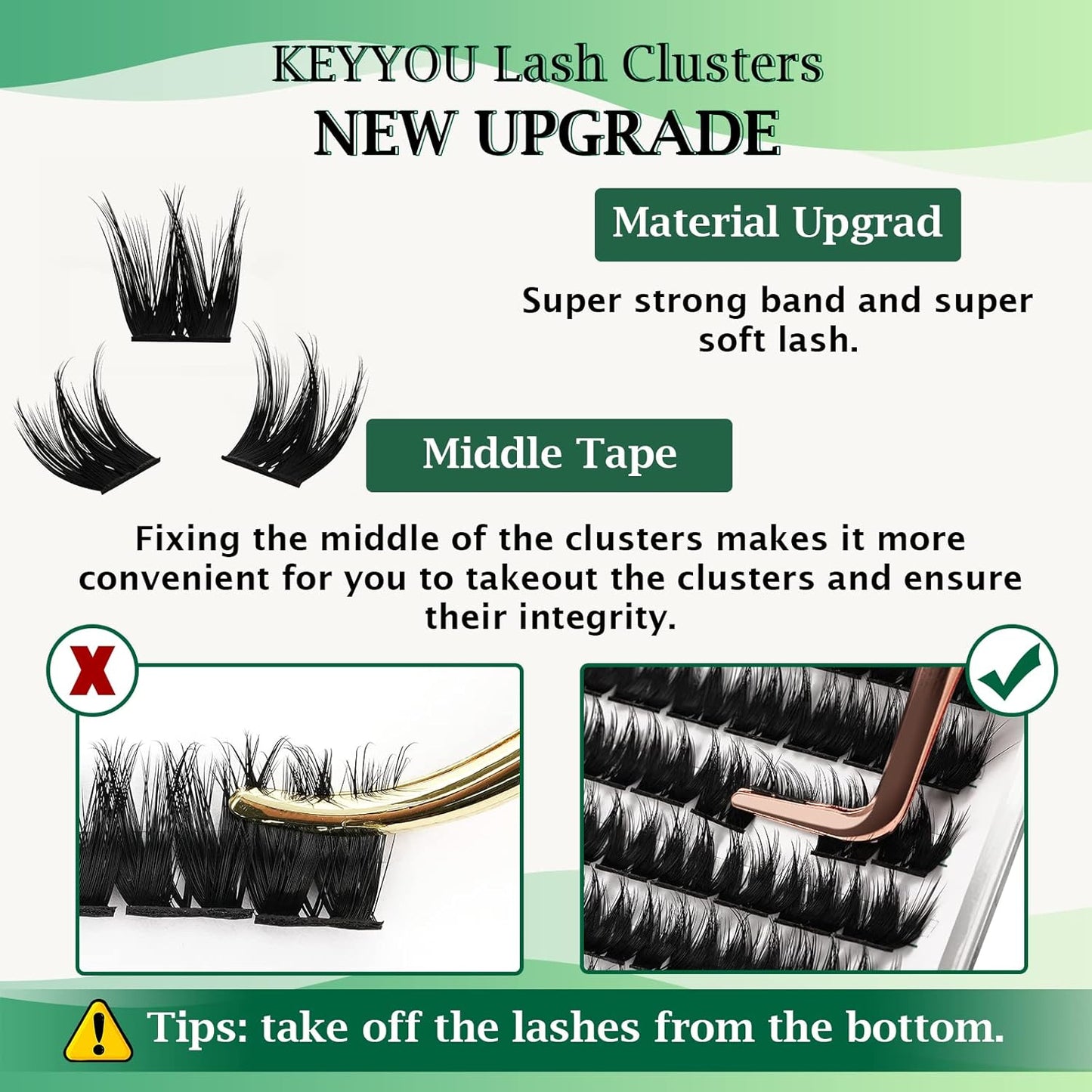 Lash Clusters,96 Pcs Cluster Lashes D Curl 18mm DIY Lash Extensions Eyelash Clusters,KEYYOU Volume Wispy Individual Lashes Soft&Comfortable Easy DIY at Home(Y10,D-18mm)