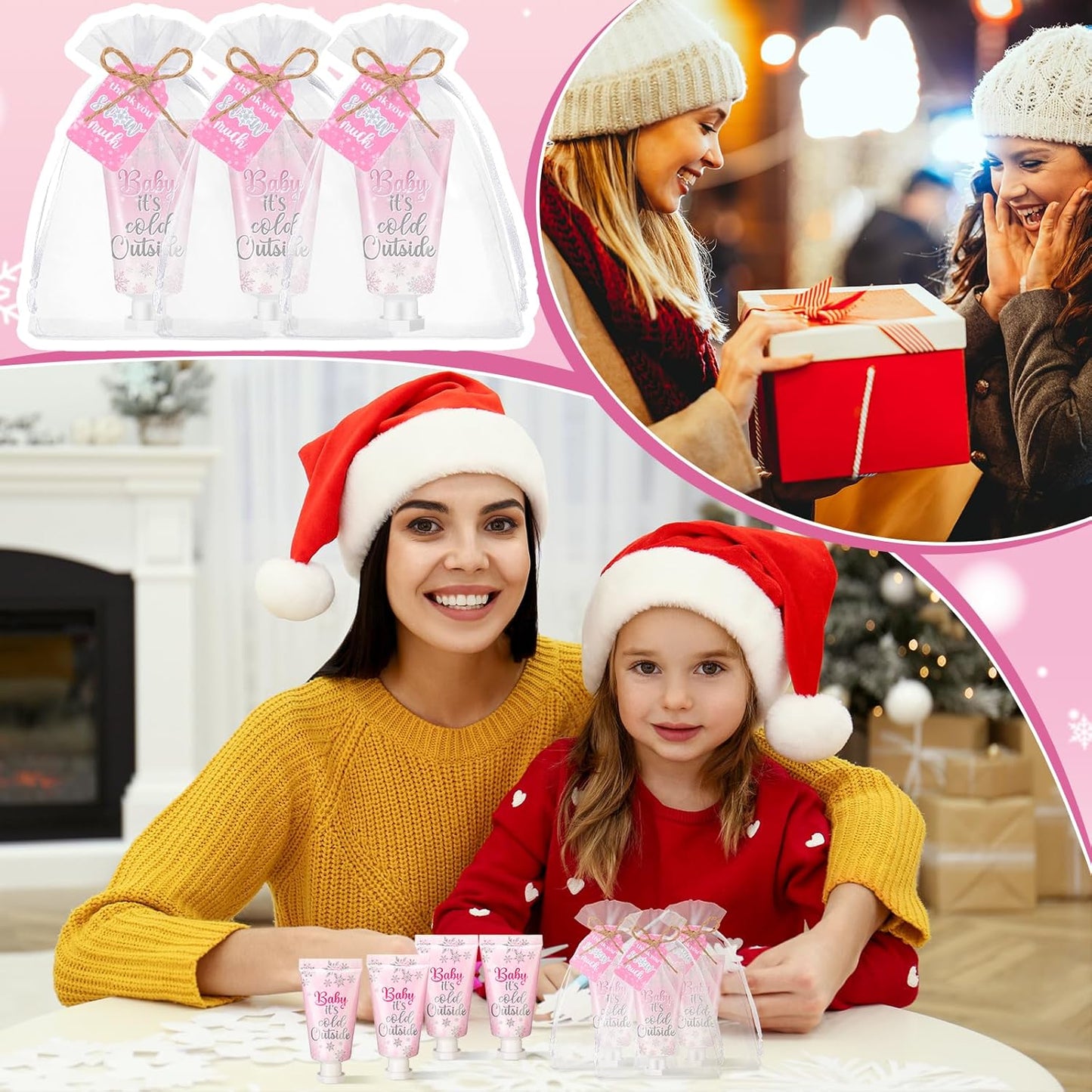 48 Sets Baby Shower Hand Cream Baby Shower Party Favors for Guests Christmas Hand Cream Gift Bulk Travel Size Lotion Set for Wedding Christmas(Cold Outside)