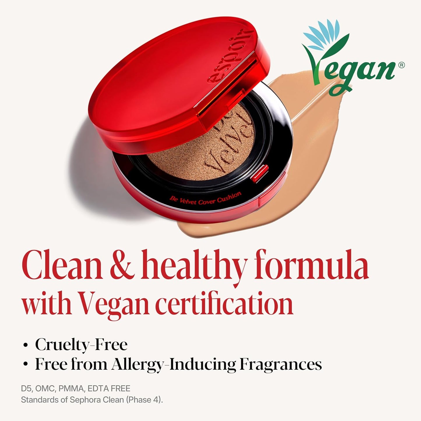 espoir [NEW] Be Velvet Cushion Foundation | Quick and Easy Coverage with Long-lasting Color by Zero Oxidation (#21 Ivory, 0.46 Ounce (Pack of 1))