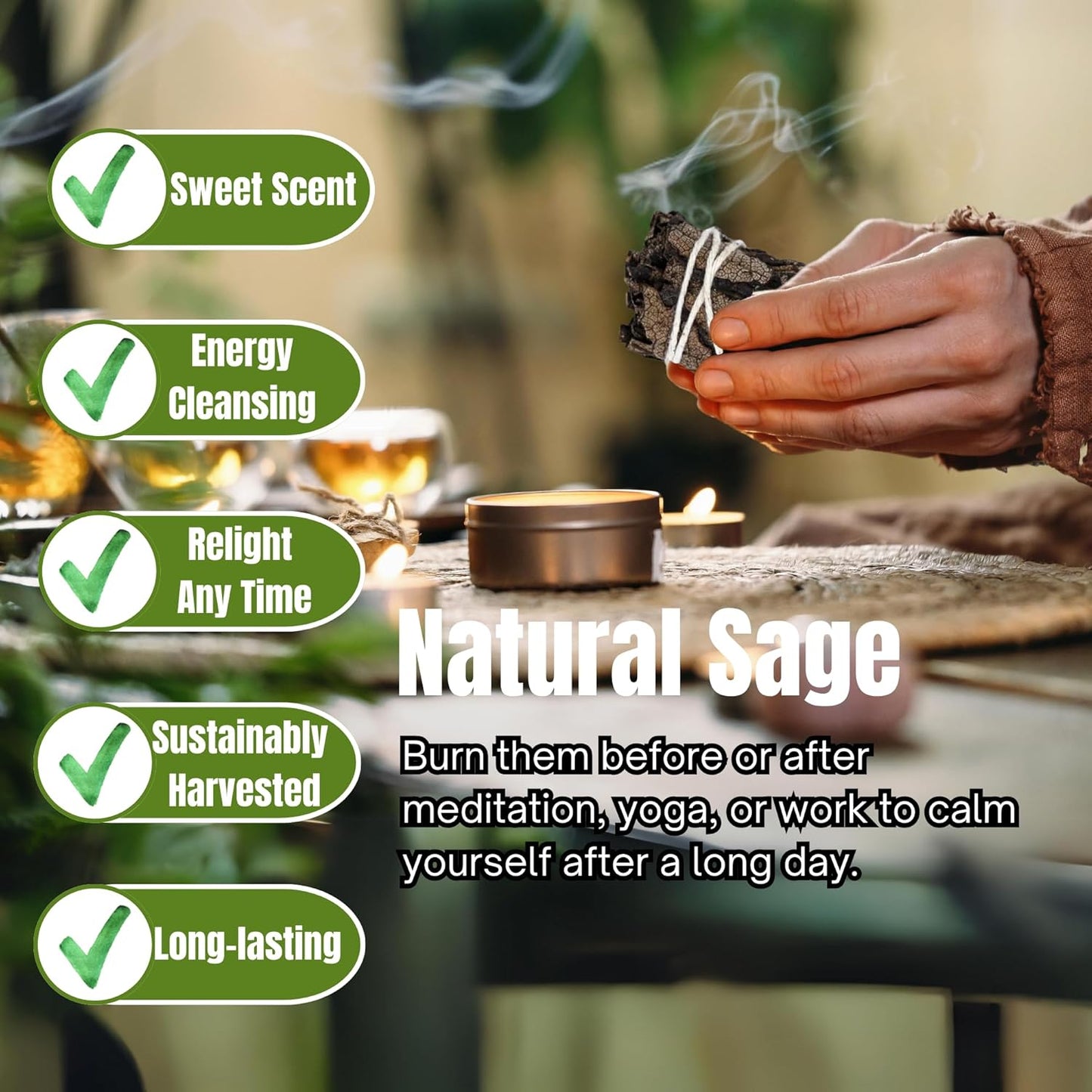 SOUL STICKS Smudge Stick Variety Gift Set | Bulk Sage Bundles for Space Cleansing | Smudging Wand Gift Set with Smudge Guide (Essential Sage, 6 Pack)