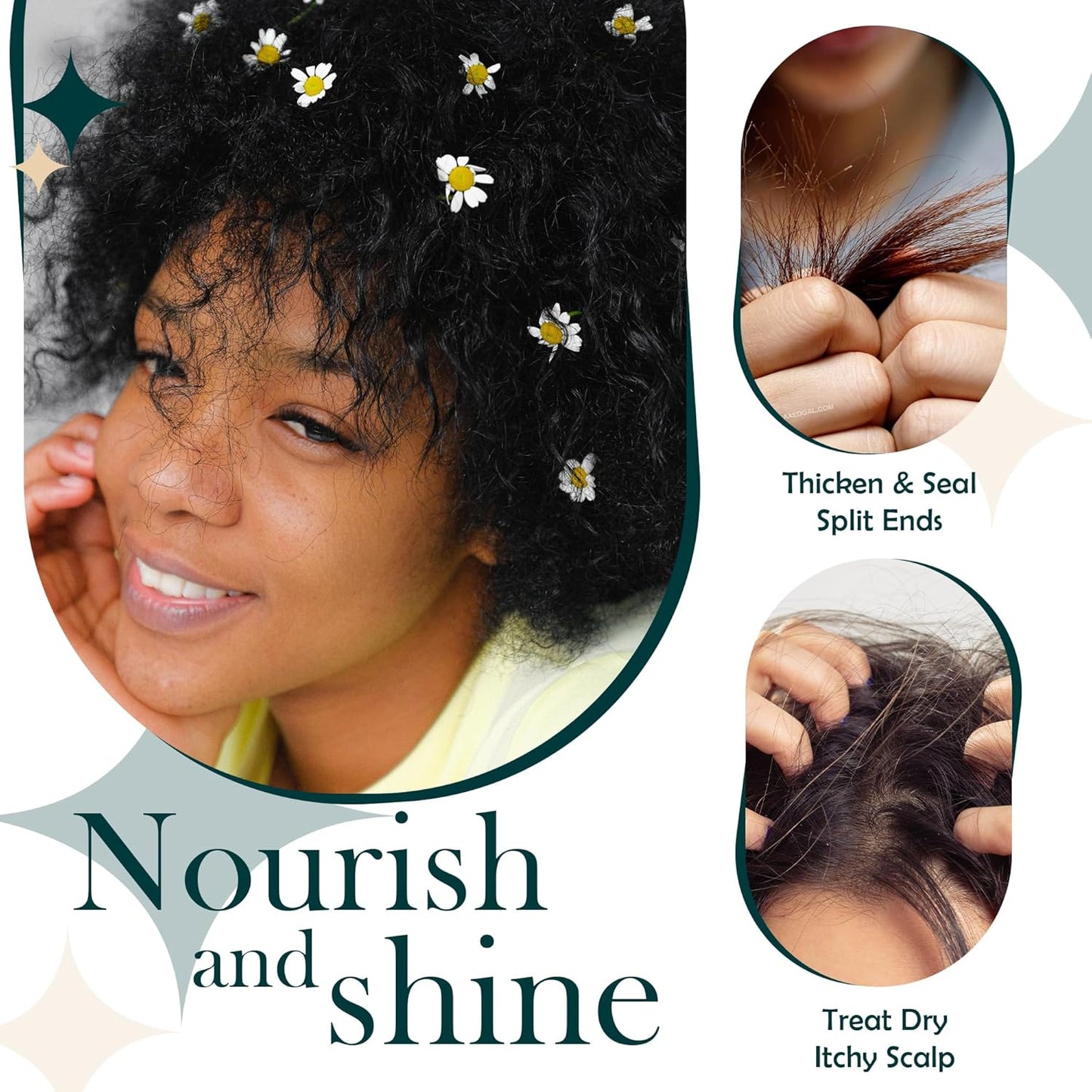 USDA Certified Organic 8 in 1 Natural Hair Growth Serum & Strengthening Oil with Rosemary, Castor, 100% Vegan Jojoba, Coconut, Grape Seed, Ginger & Scalp DHT Blocker Oil -2 FL