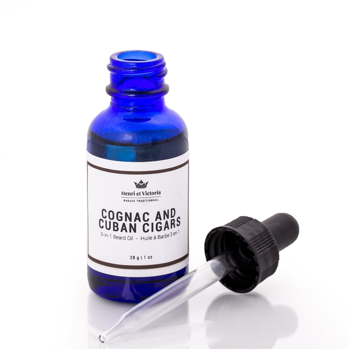 Beard Oil Cognac and Cuban Cigars Fragrance | Canadian Made by Skilled Artisan | Moisturizing, Non-Greasy, Natural Ingredients | 28g (1oz)