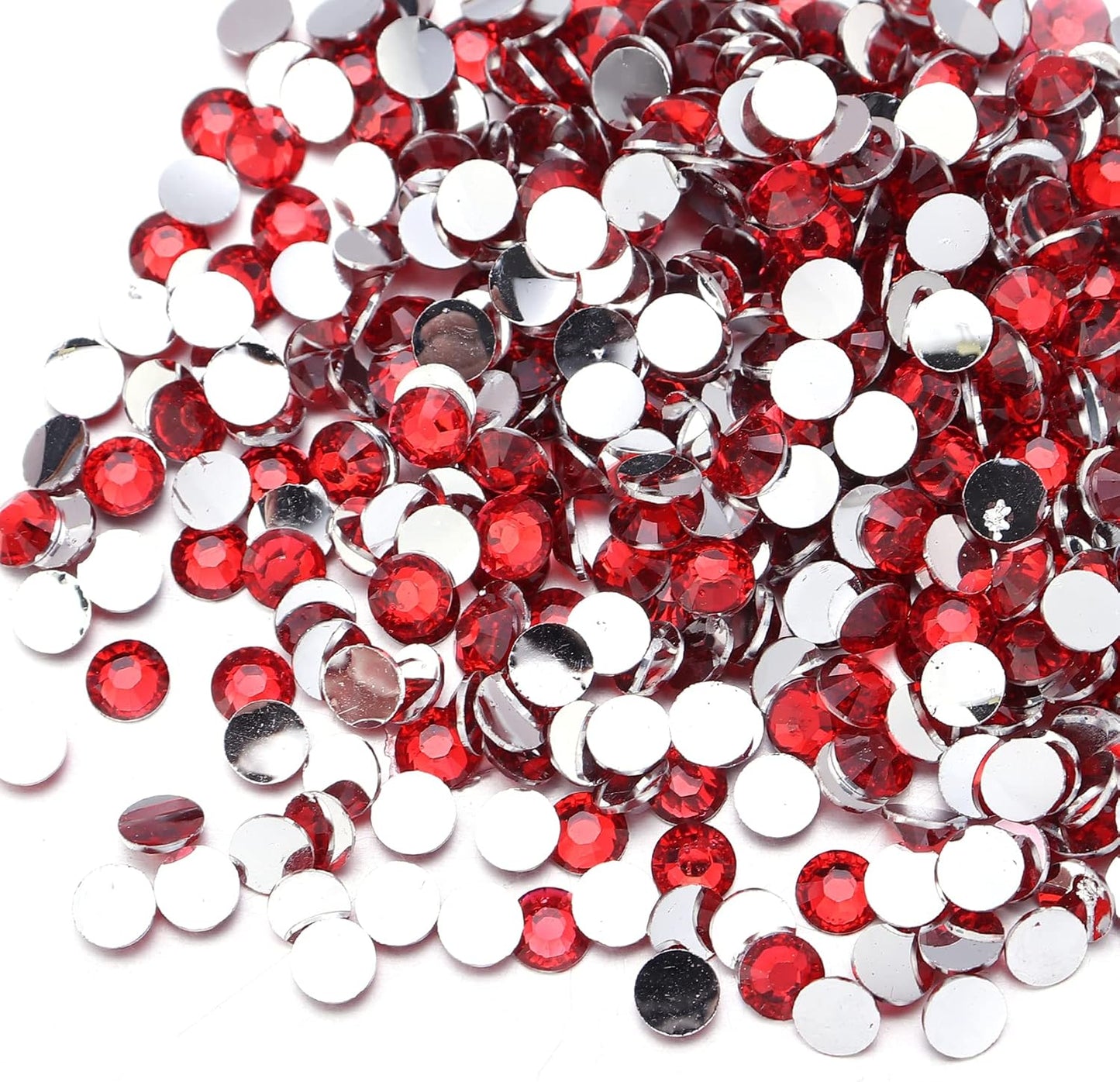 Multi Size 3mm 4mm 5mm Rhinestones Set for Nails Crafts Red Non Hotfix Rhinestones Nail Gems Rhinestone - Round Flat Back Resin Rhinestone for Makeup Clothes Shoes Eyes Bottles Crafts