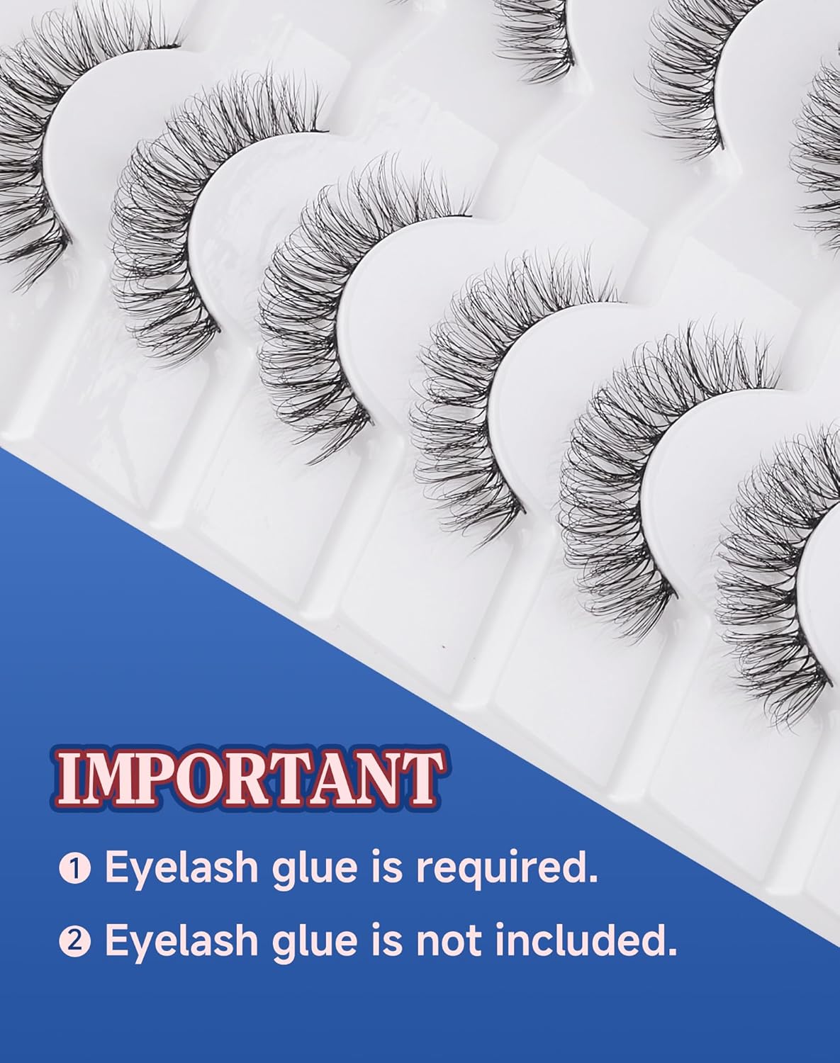 Lashes Wispy Natural Like Russian Eyelashes Everyday Flared Strip Eyelas Doll False Eyelash 7 Pairs F01