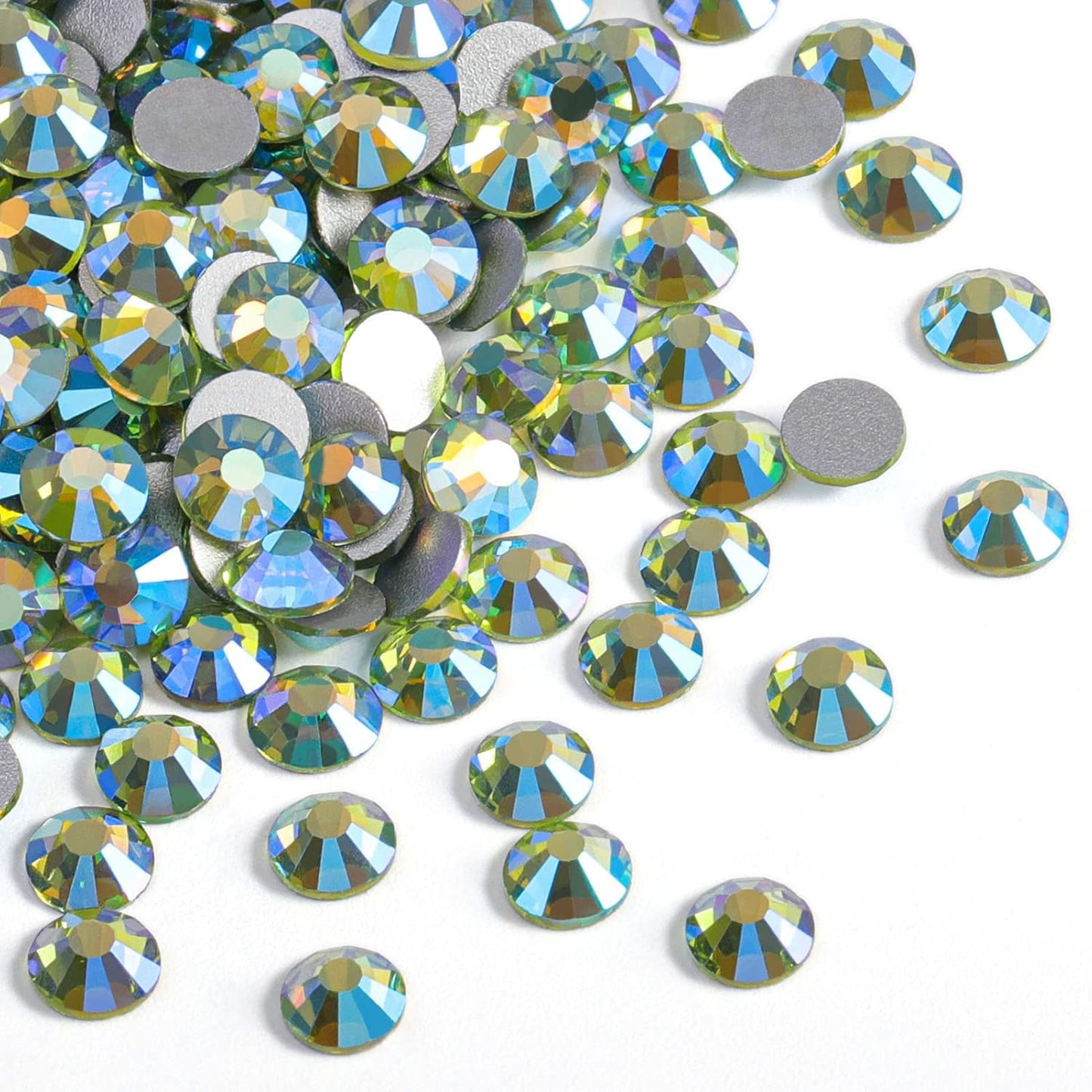 Beadsland 1440 Pieces Flat Back Crystal Rhinestones Round Gems,Peridot AB,SS10,2.7-2.9mm