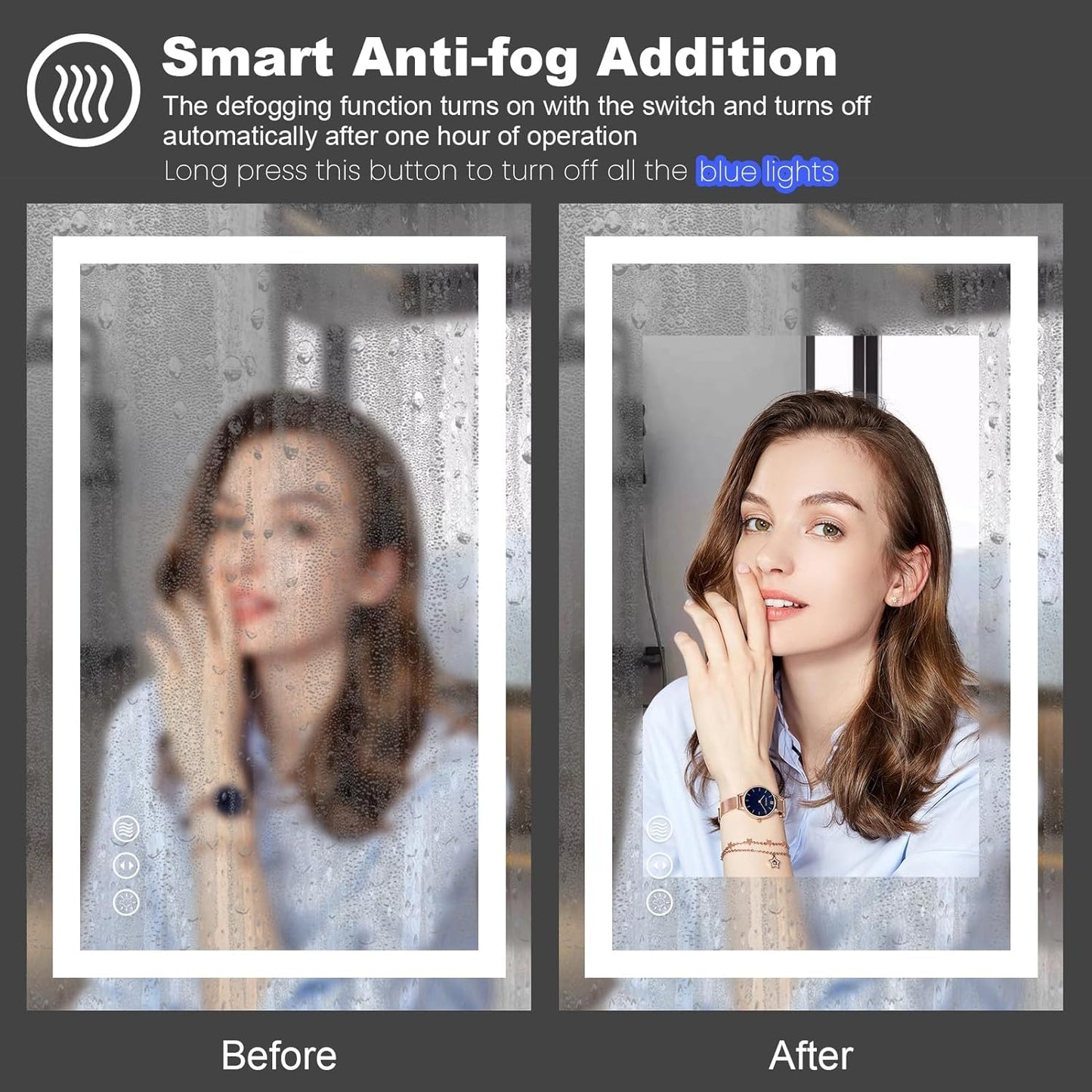 Amorho LED Bathroom Mirror 60" X30" with Front Light and Backlight, Large Vanity Mirrors for Wall, Anti-Fog, ShatterProof, Memory, 3 Colors, ETL Listed