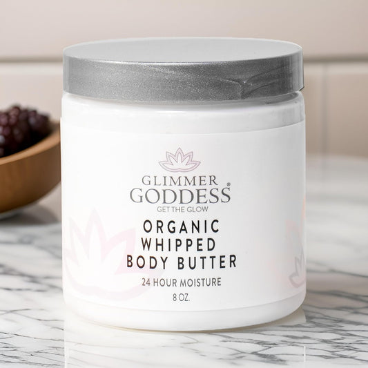 GLIMMER GODDESS Organic Whipped Body Butter (Sandalwood & Vanilla Bean) 8 oz