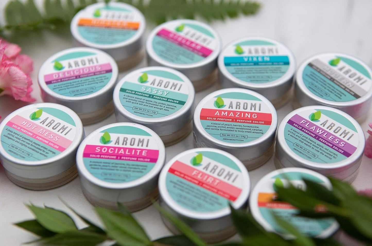 Aromi Solid Perfume | Floral Fragrance – Vegan & Cruelty-free Scent, Travel-Sized, Women’s Stocking Stuffer – Jasmine, Vanilla, Honeysuckle, Mandarin (Foxy Lady)