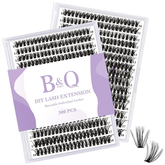B&Qaugen Manga Lash Clusters DIY Individual Lashes 50D-D-10-18 300 PCS False Eyelash Cluster Manga Cluster 30D 40D 50D D Curl Eyelash Extensions at Home (50D-D-10-18)