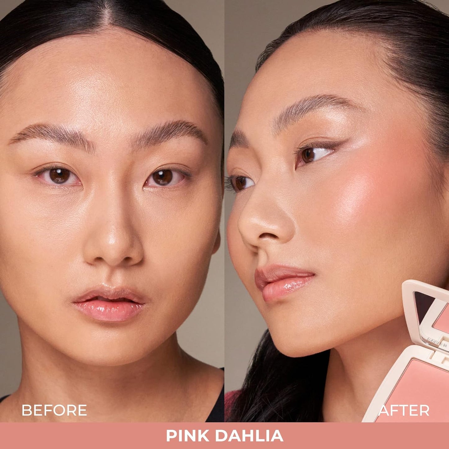 COVER FX Monochromatic Powder Blush Duo - Pink Dahlia: Soft Pink - Matte + Shimmer Finish - Create Custom, High Impact Color
